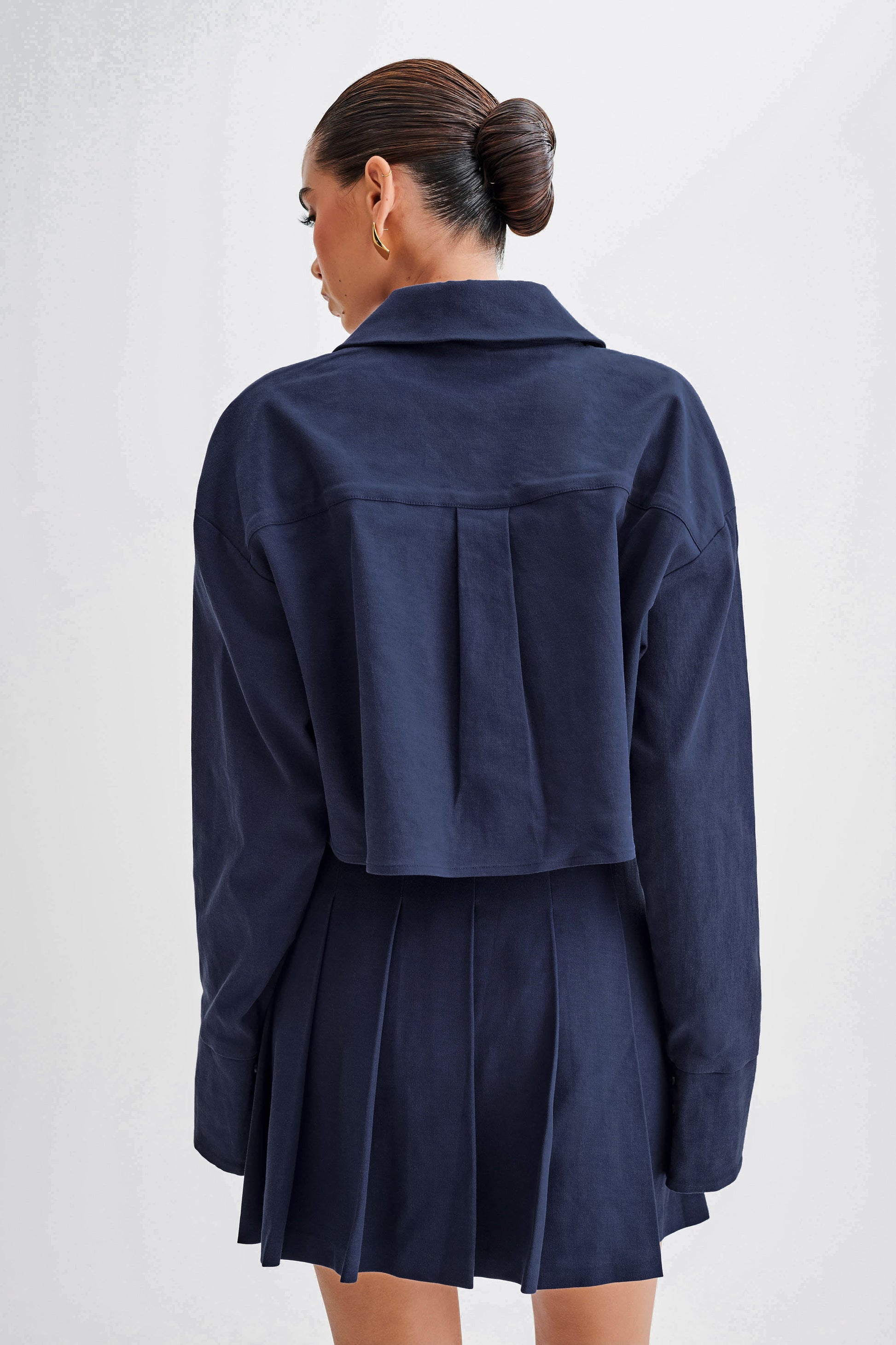 Julianna Cotton Button Up Shirt - Navy #2