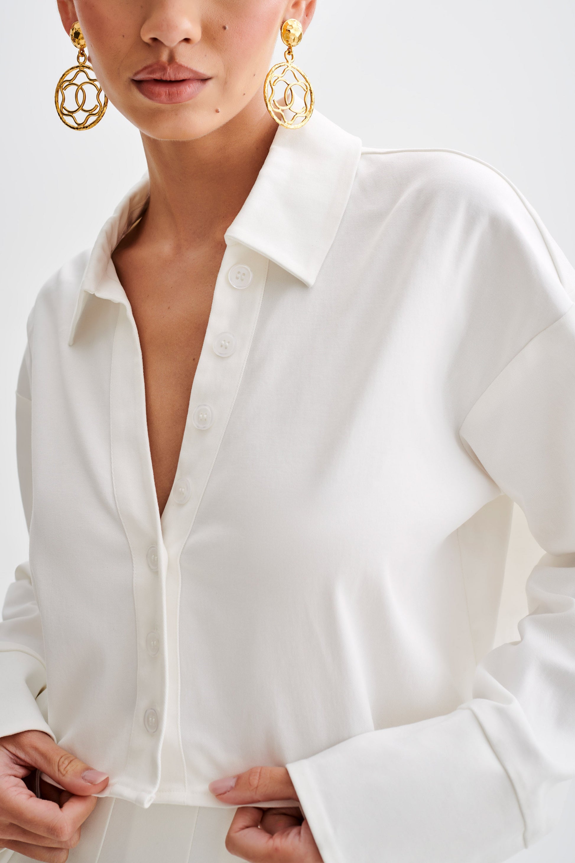 Julianna Cotton Button Up Shirt - White #3