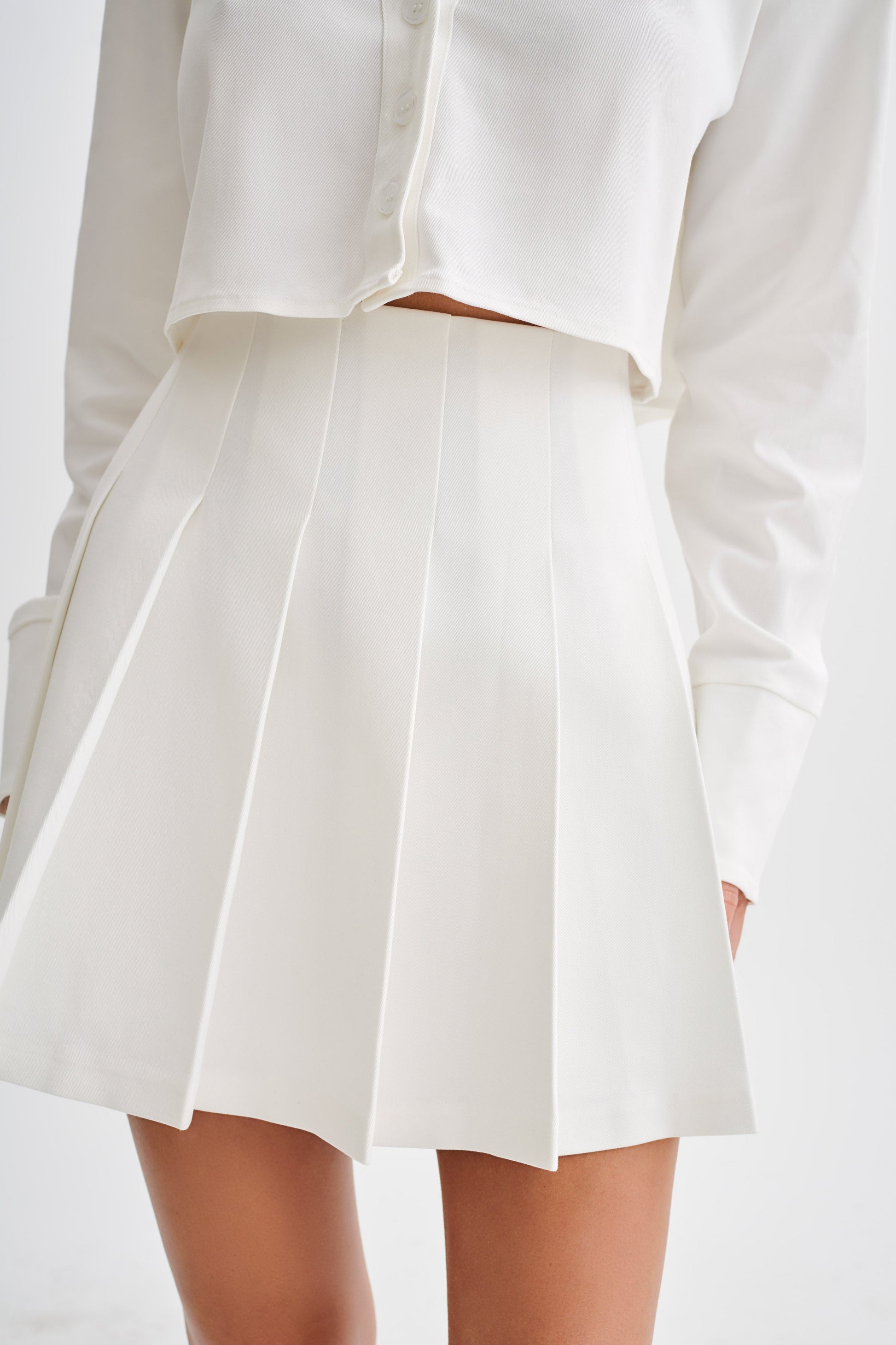 Julianna Cotton Pleated Mini Skirt - White #4