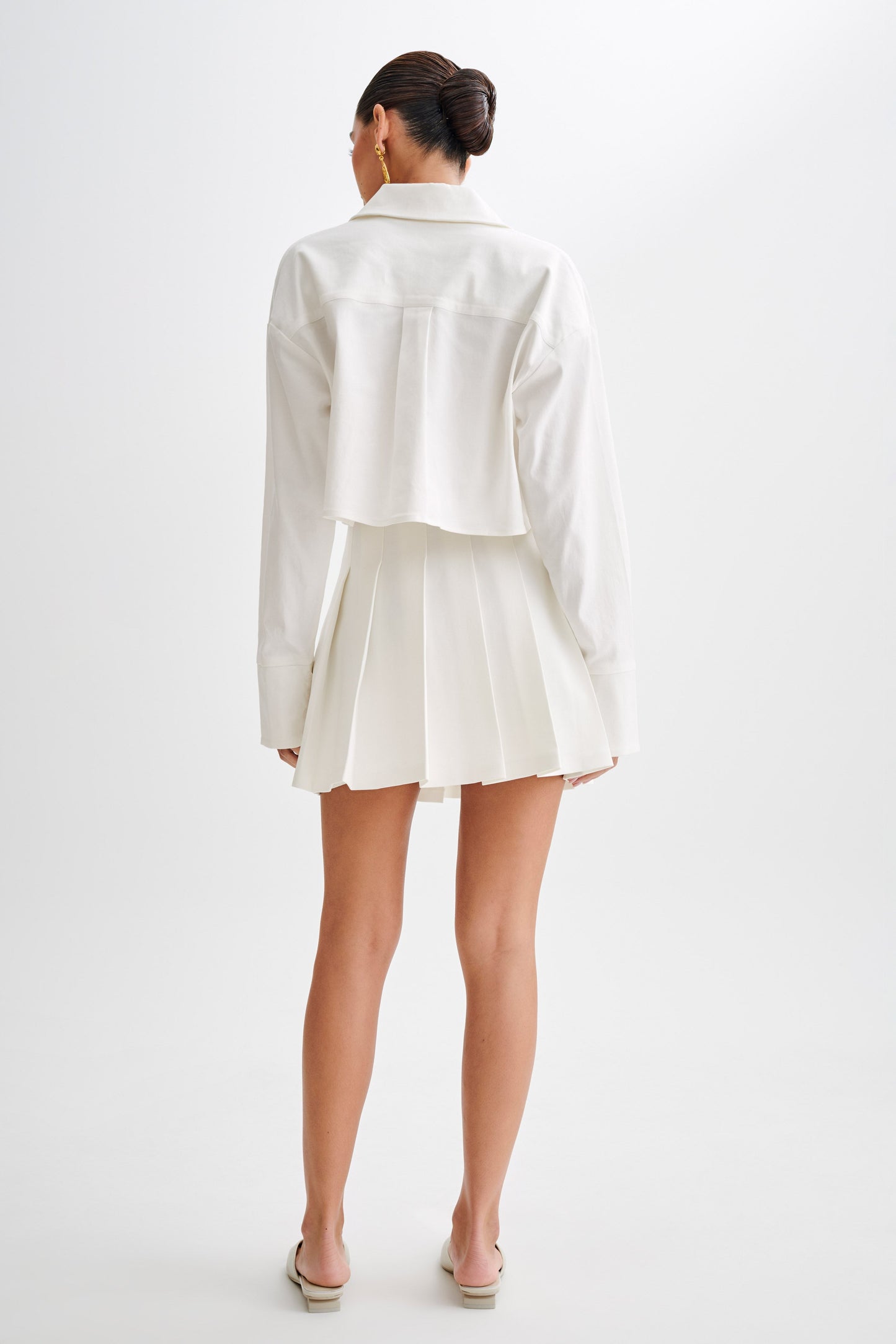 Julianna Cotton Pleated Mini Skirt - White