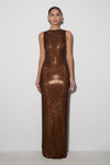 Magnolia Sleeveless Diamante Maxi Dress - Chocolate