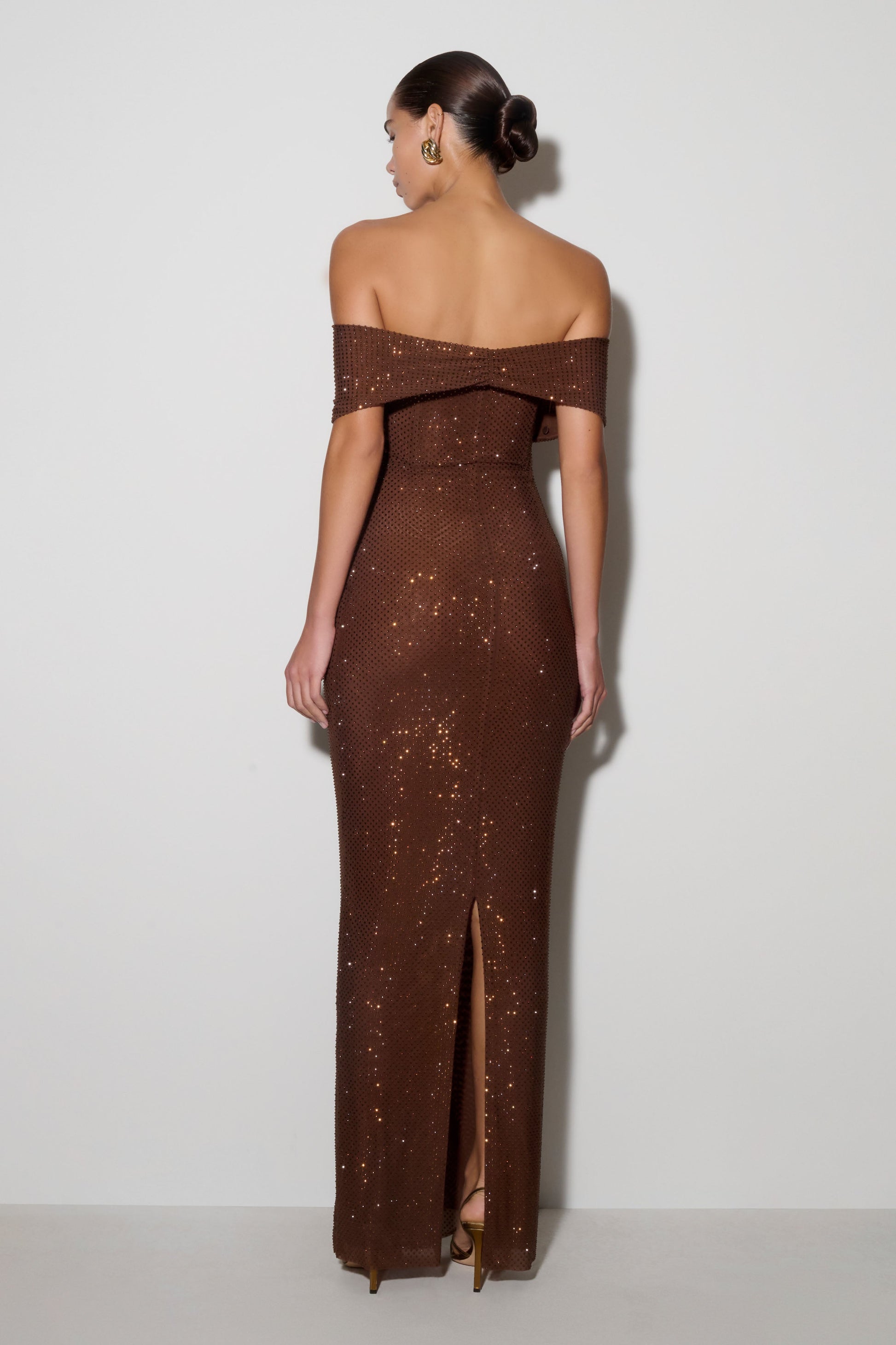 Phi Multi-Wear Cowl Diamante Maxi Dress - Chocolate #2