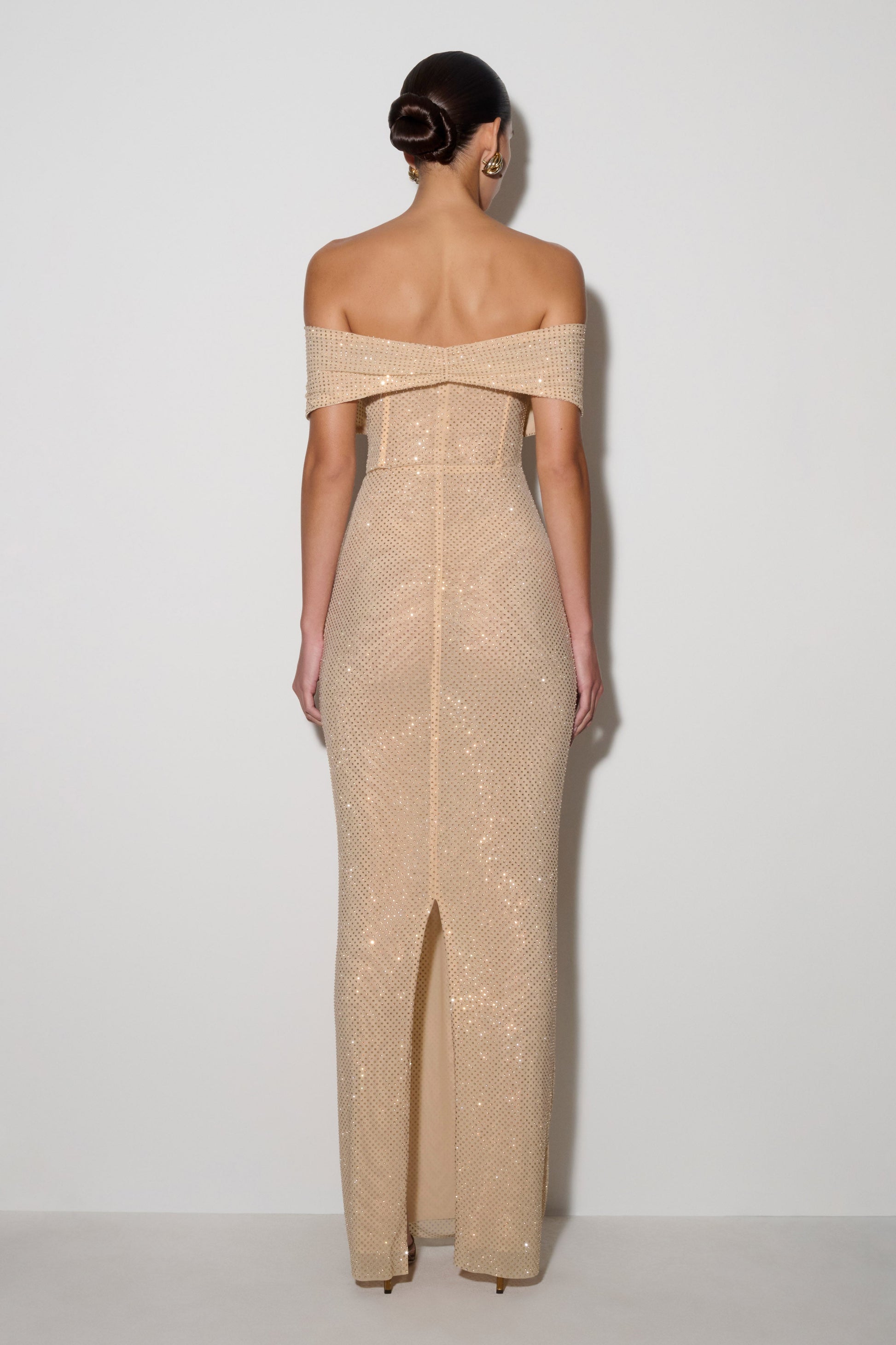 Phi Multi-Wear Cowl Diamante Maxi Dress - Gold #3