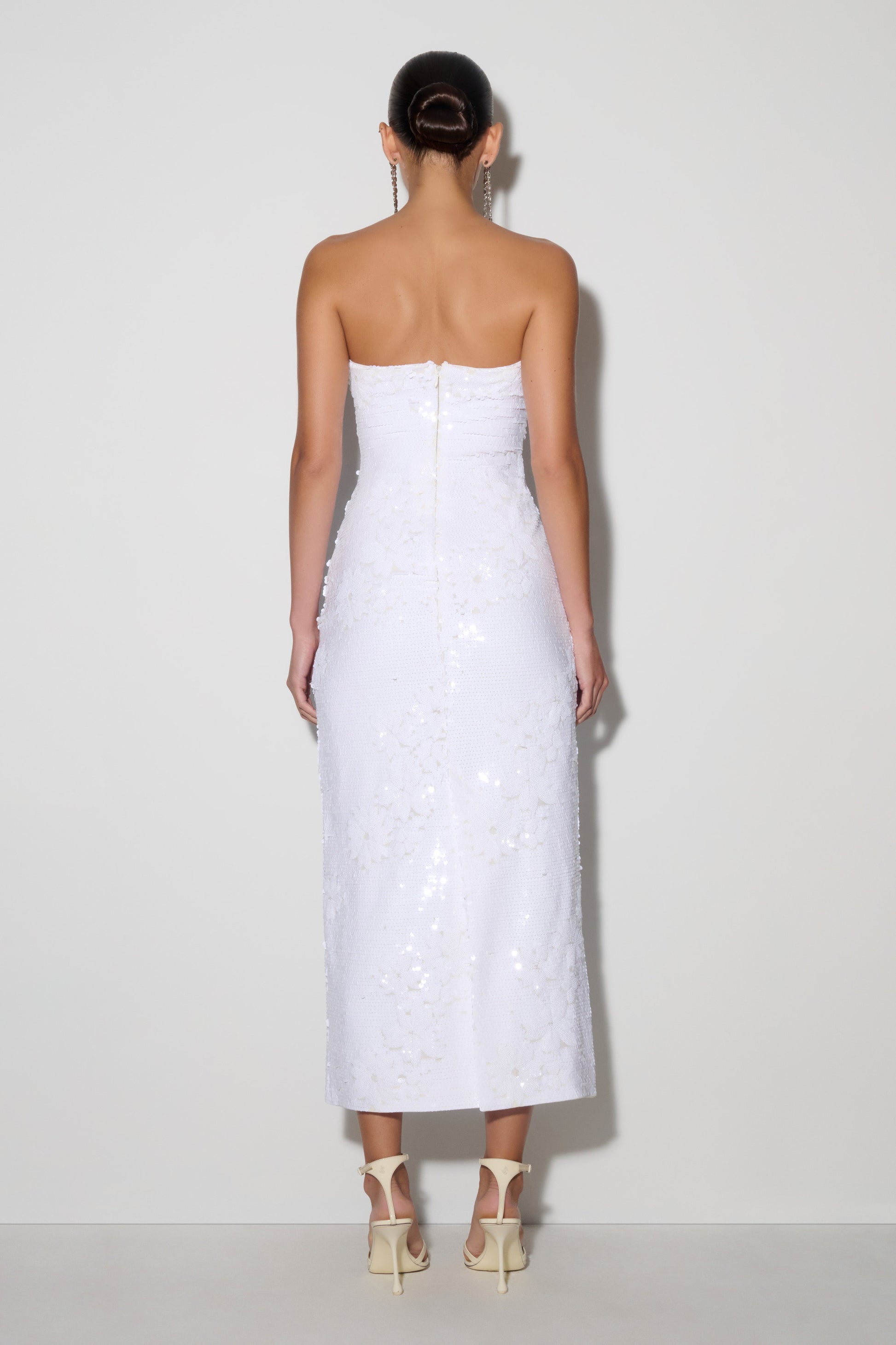 Maisie Strapless Sequin Midi Dress - White #2