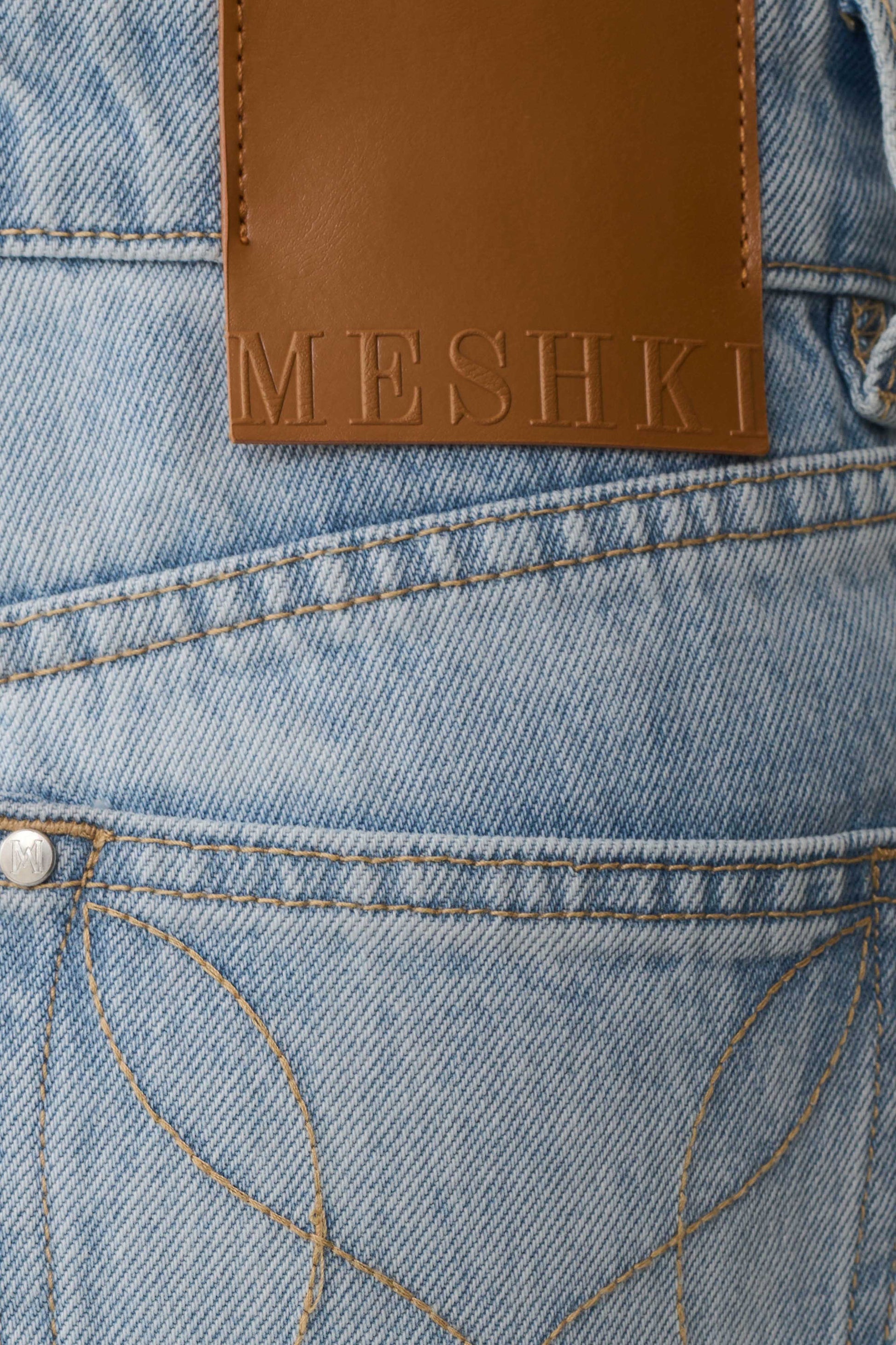 Sebastian Straight Leg Denim Jeans With Fray Hem - Washed Light Blue #11