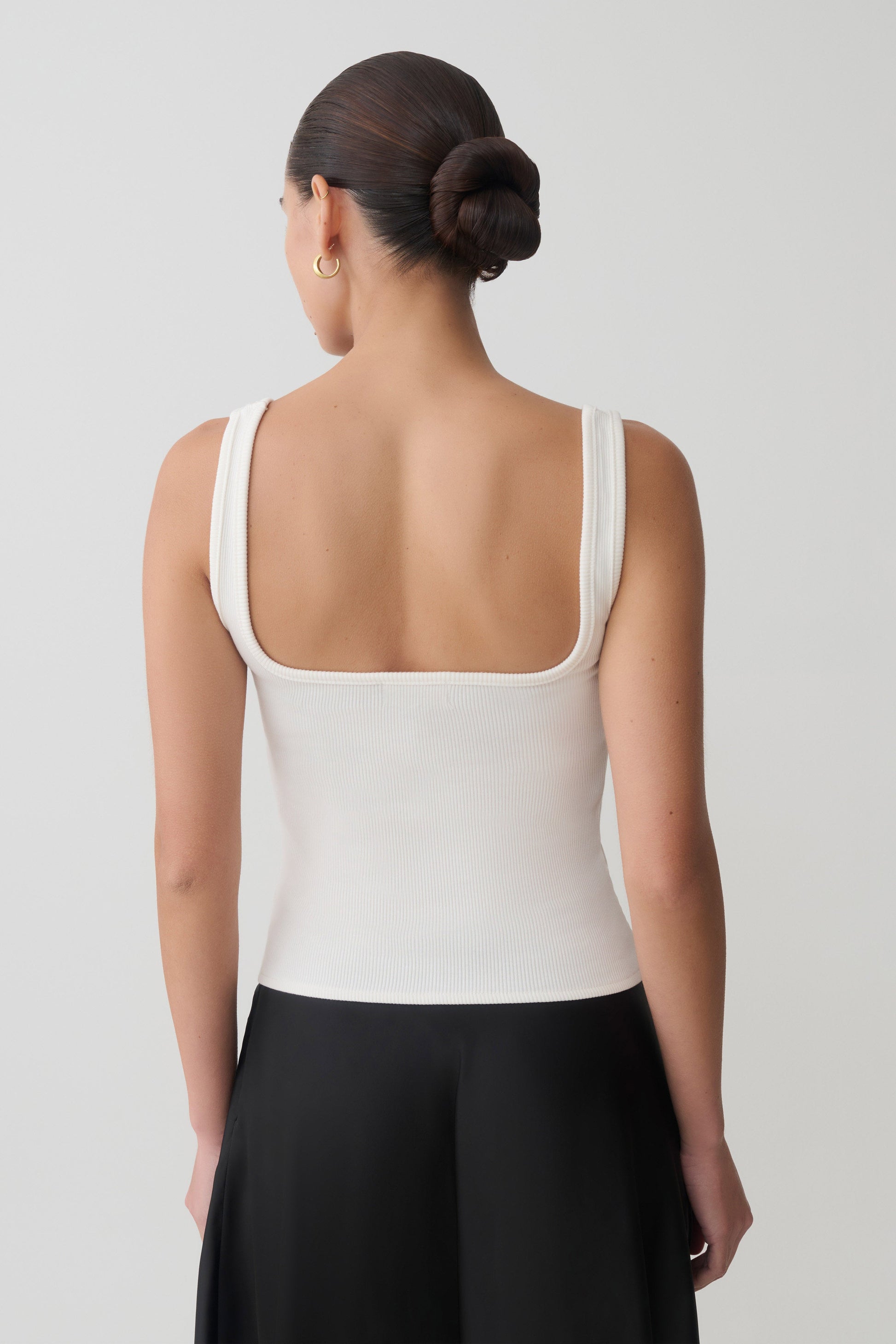 Aisling Ribbed Square Neck Sleeveless Top - Ivory #2