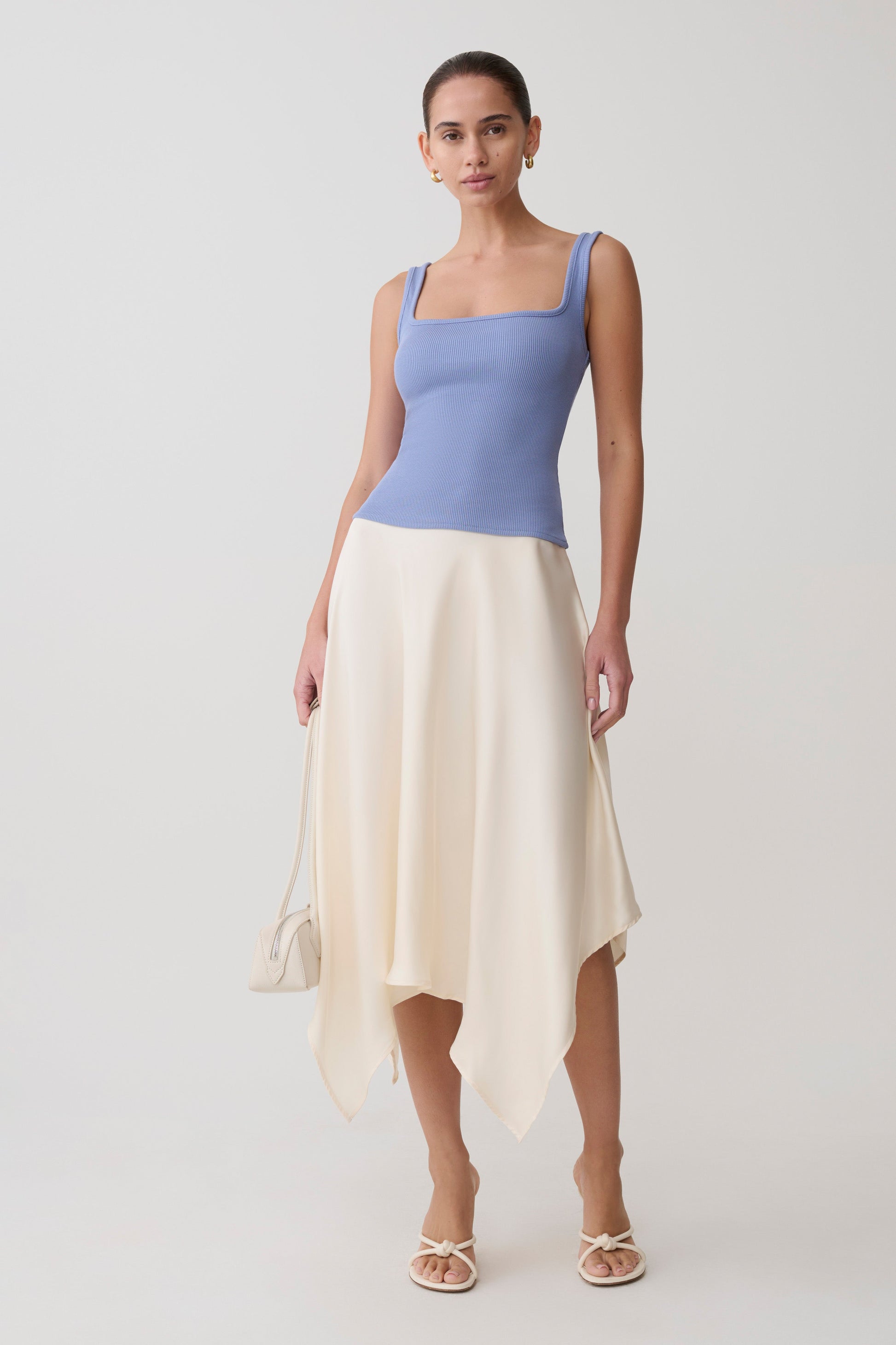 Aisling Ribbed Square Neck Sleeveless Top - Cornflower Blue #7