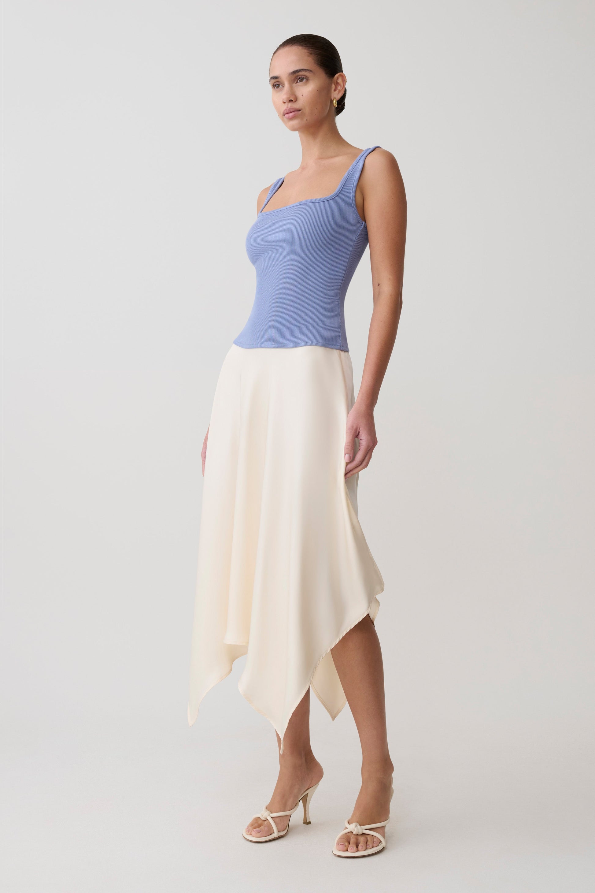 Aisling Ribbed Square Neck Sleeveless Top - Cornflower Blue #6