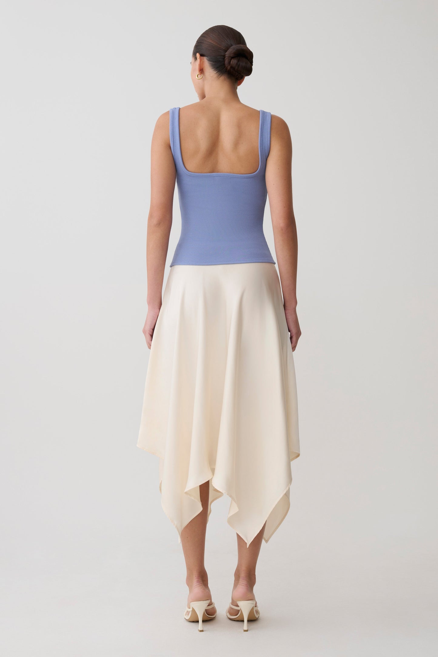 Aisling Ribbed Square Neck Sleeveless Top - Cornflower Blue