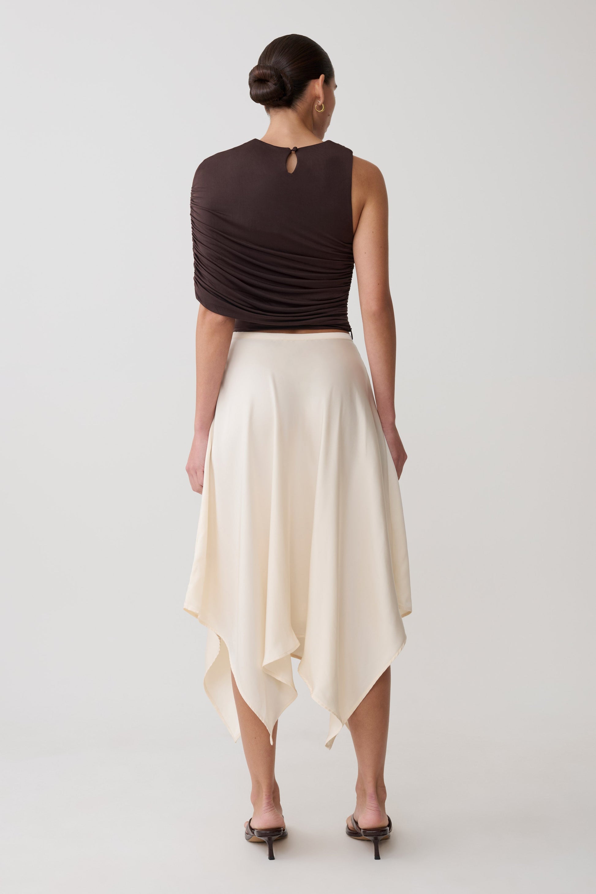 Adrienne One Shoulder Slinky Top - Chocolate #5