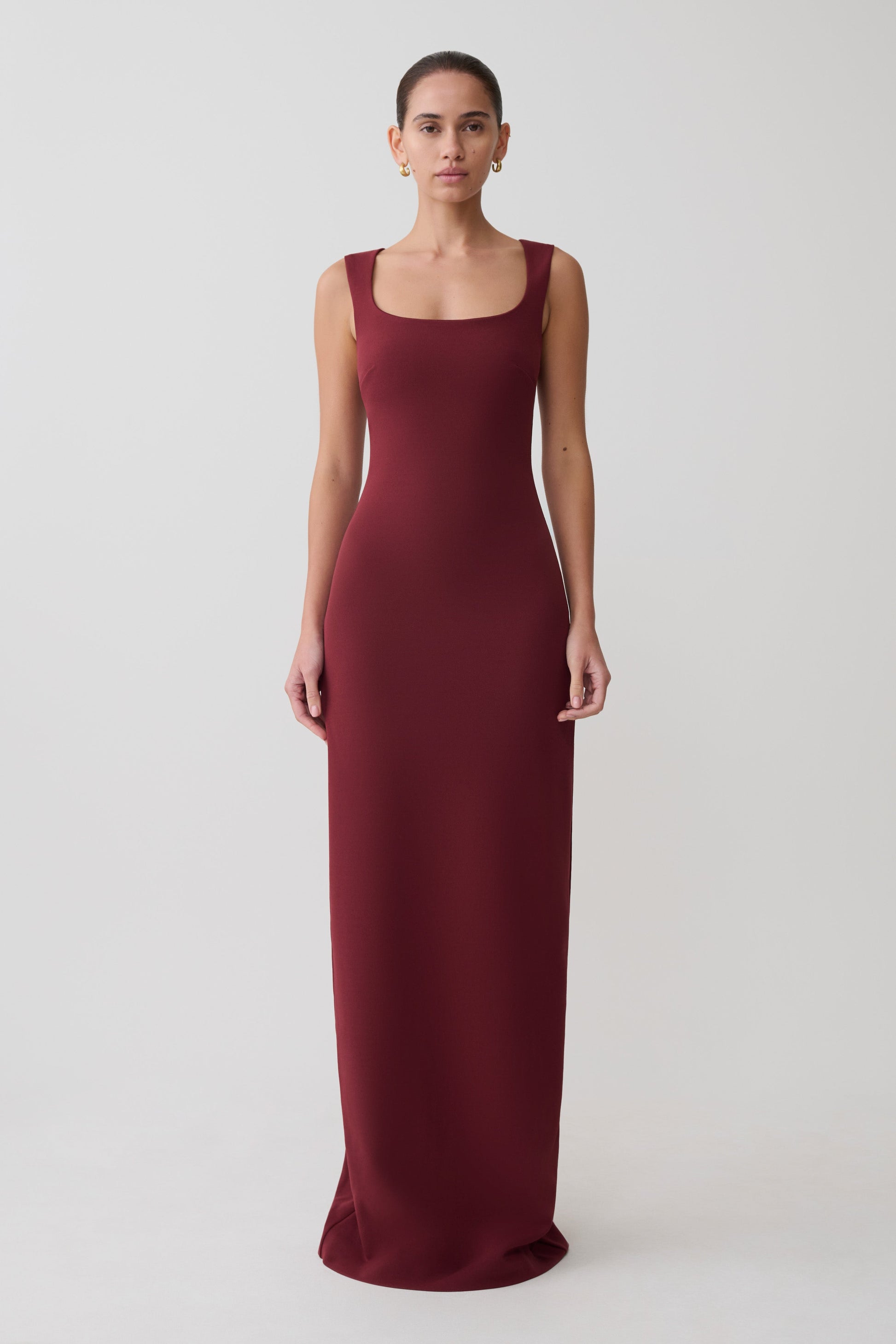 Rhea Detachable Cape Jersey Maxi Dress - Wine #10