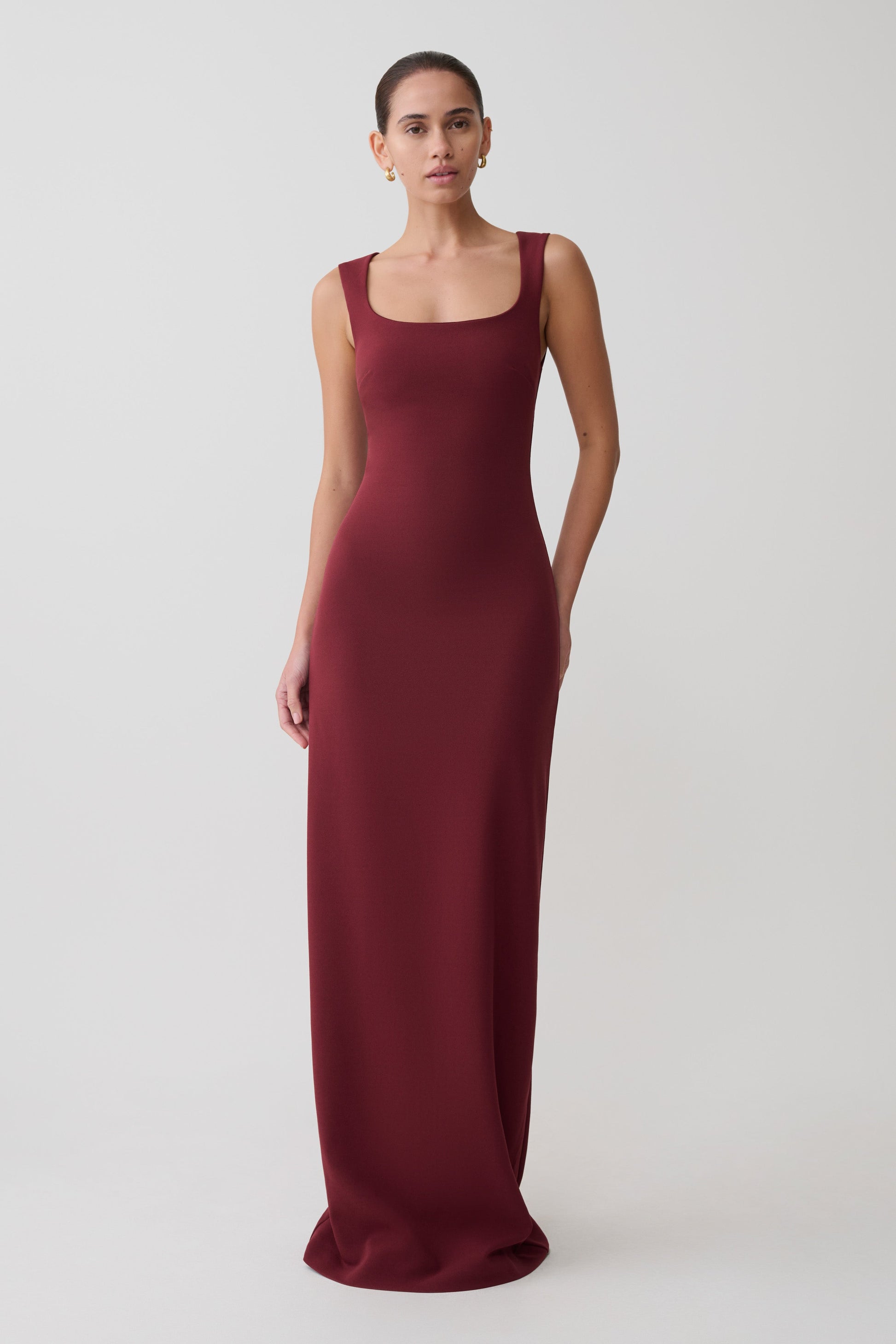 Rhea Detachable Cape Jersey Maxi Dress - Wine | MESHKI UK Rhea Detachable Cape Jersey Maxi Dress - Wine | MESHKI UK