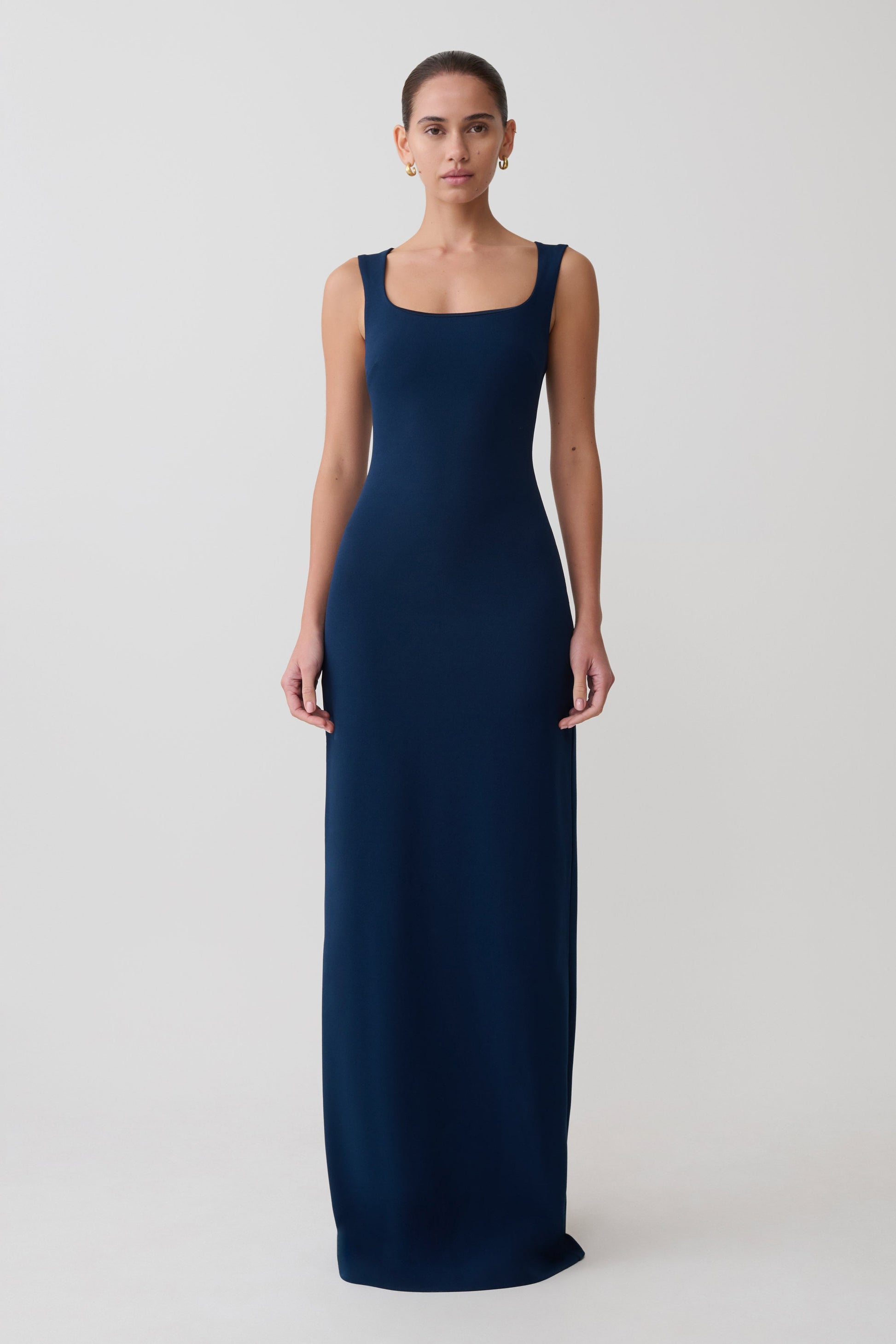 Rhea Detachable Cape Jersey Maxi Dress - Navy #10