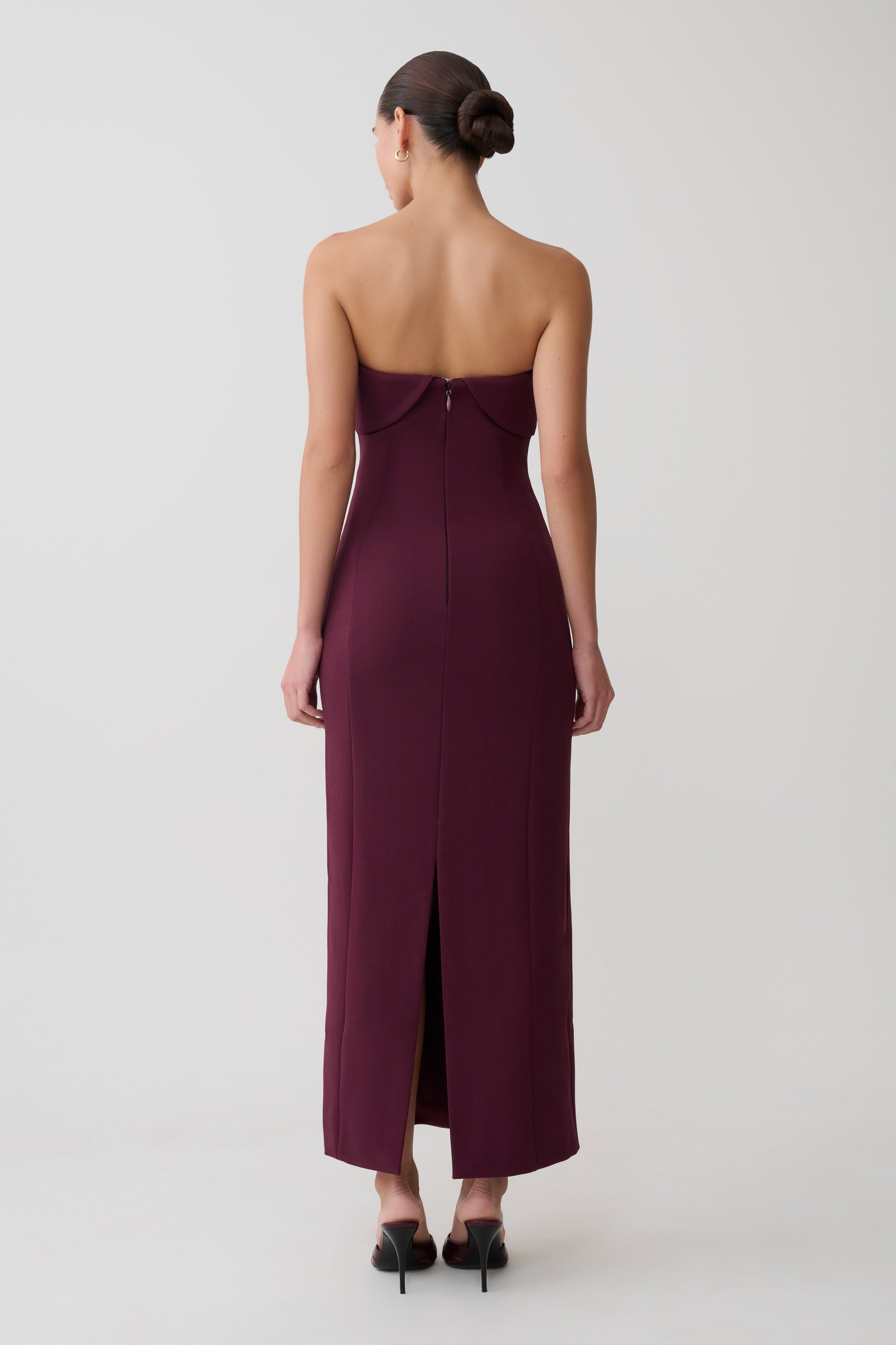 Cary Folded Strapless Crepe Midi Dress - Wine #2
