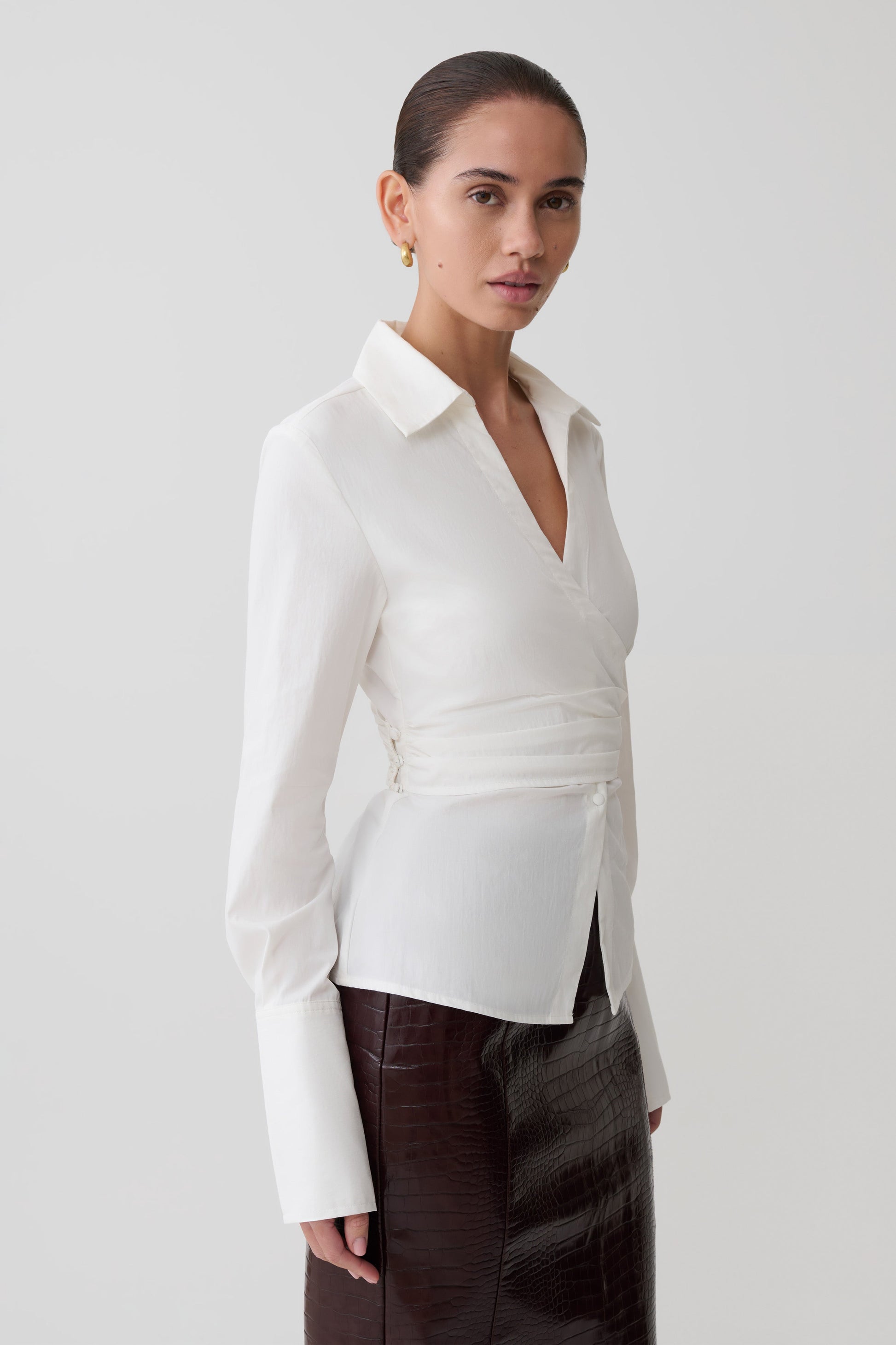 Eugenia Wrap Cotton Shirt - White #3