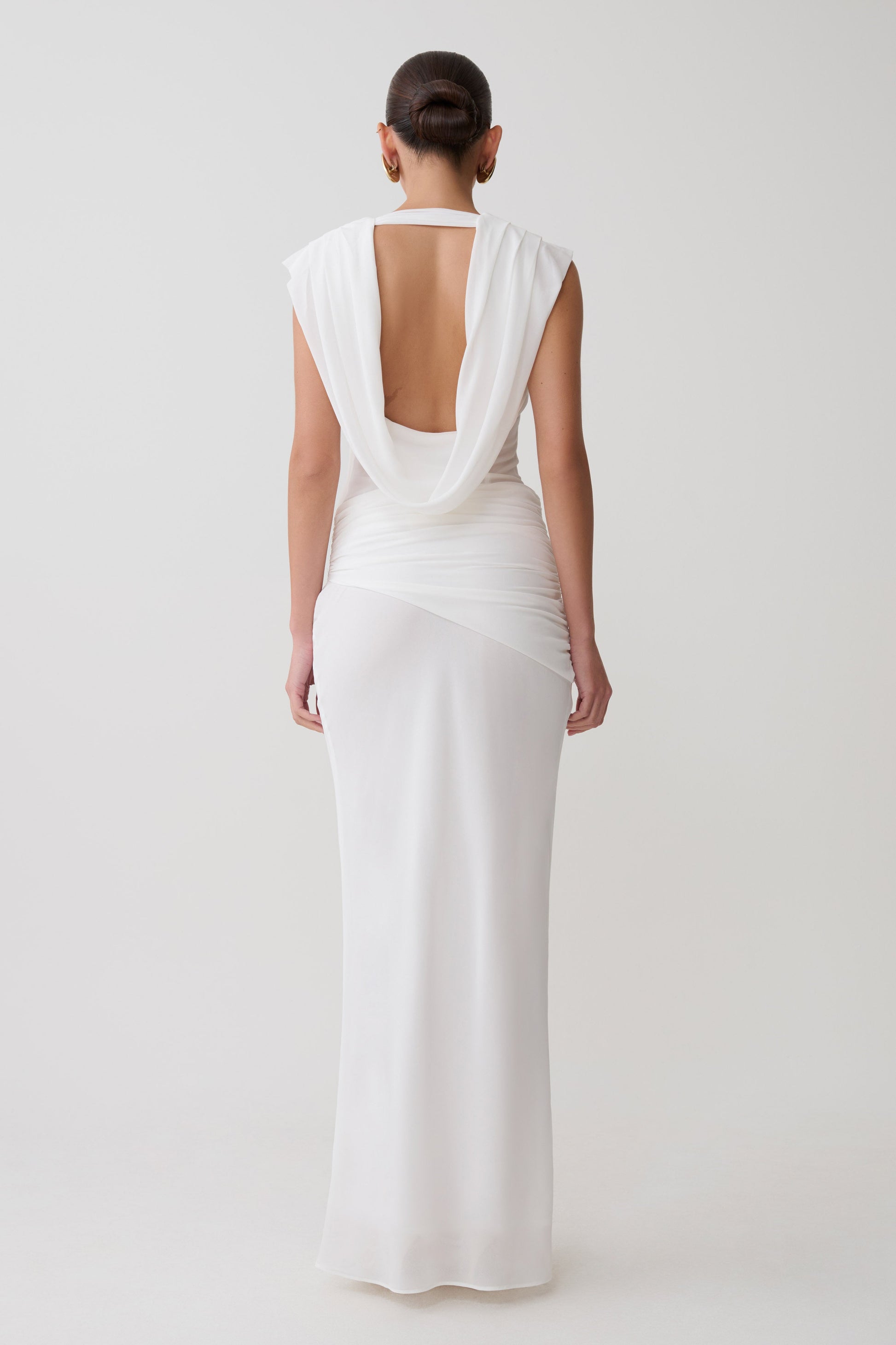 Giulia Chiffon Draped Maxi Dress - White #2