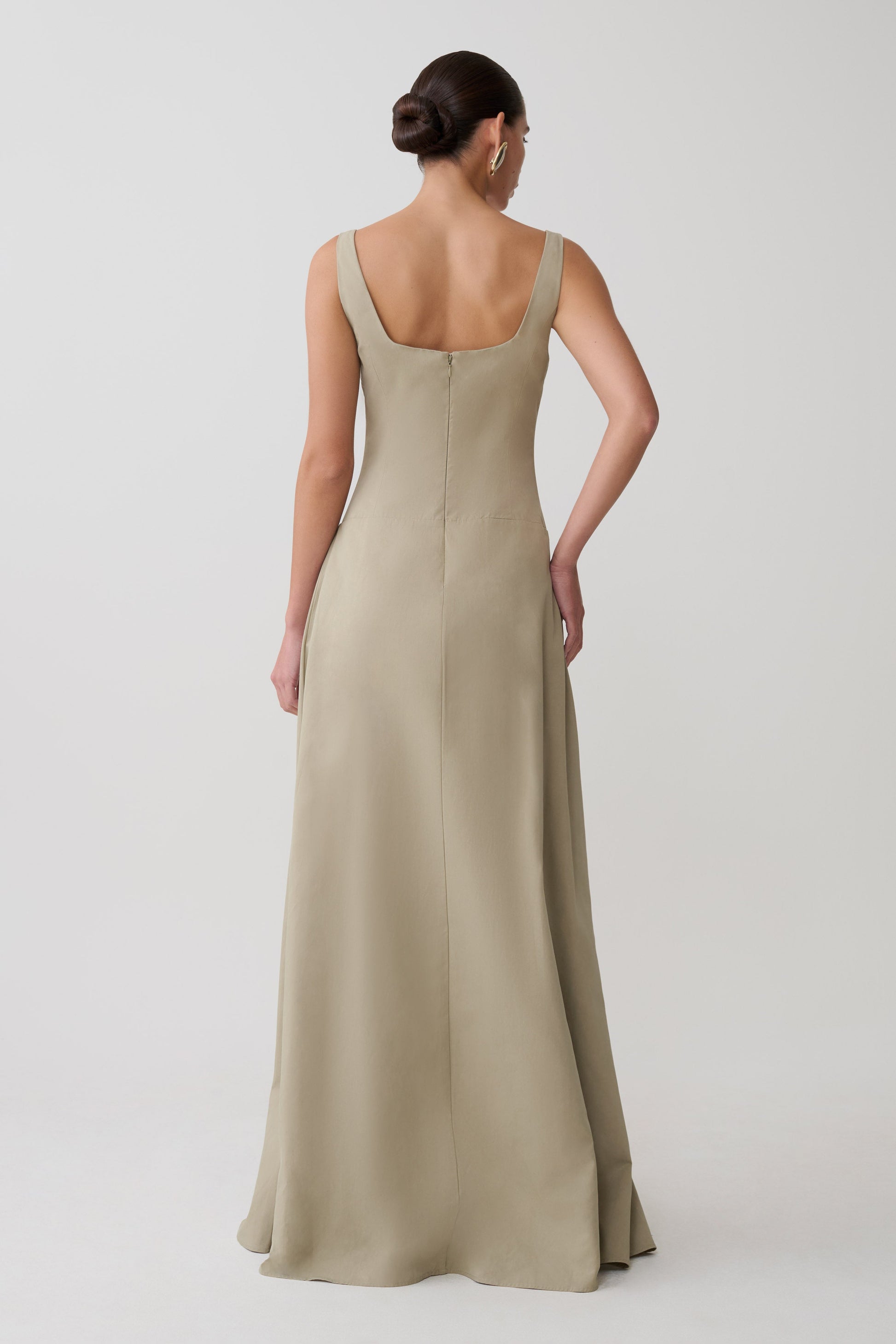 Salma Drop Waist Cotton Maxi Dress - Sage #2