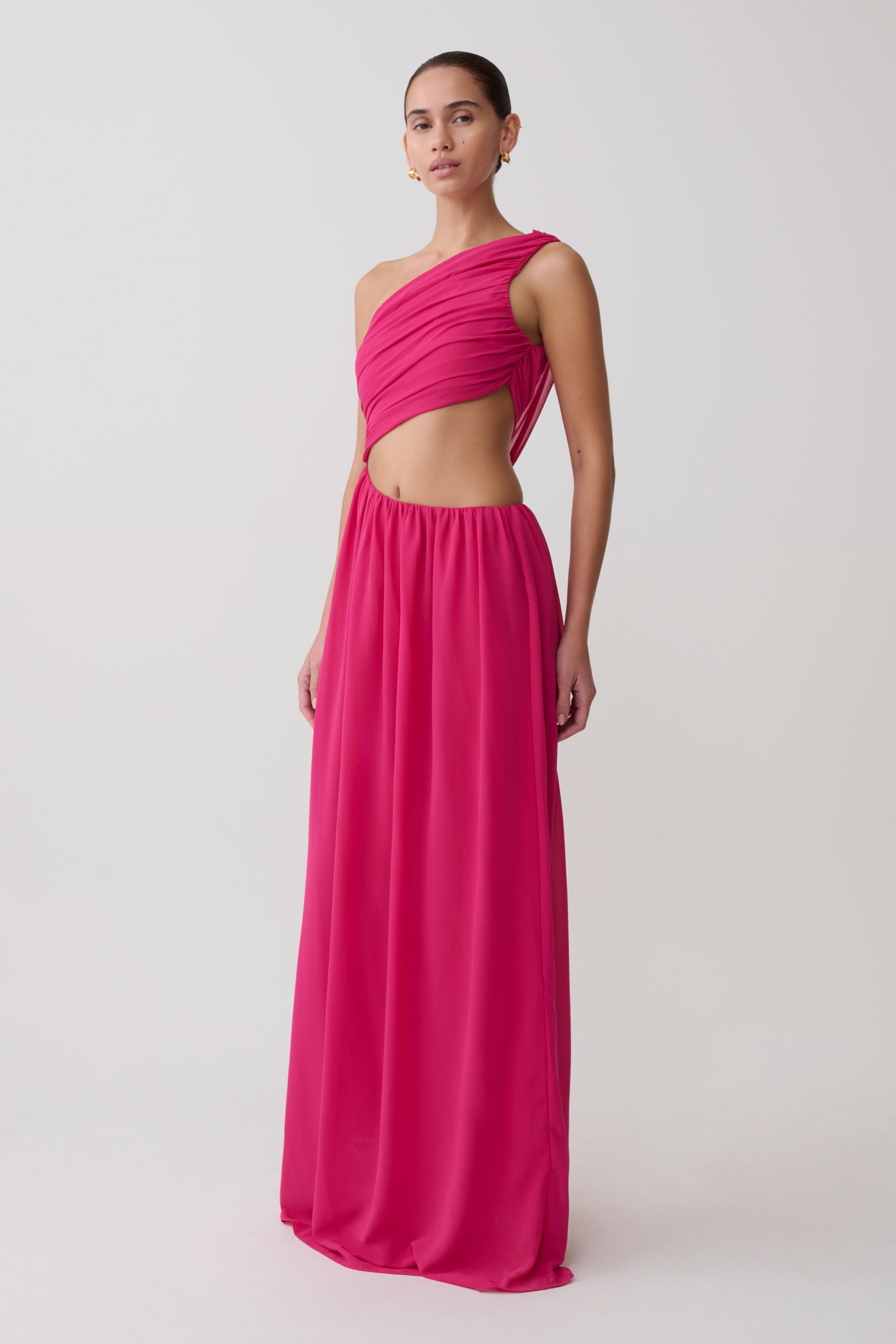 Aria Chiffon Cut Out Maxi Dress - Fuchsia #3