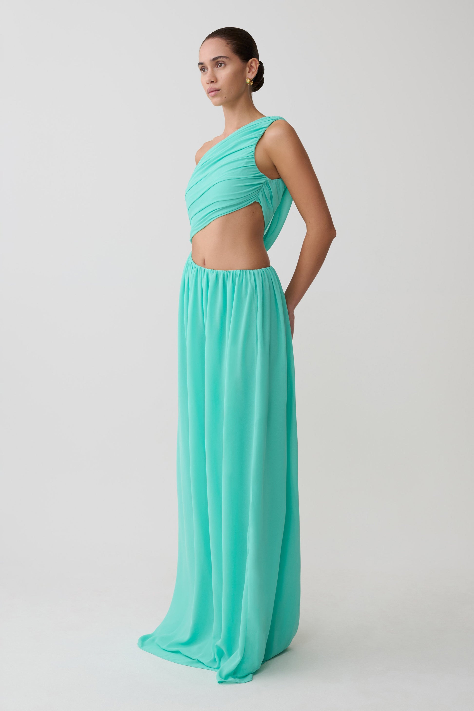 Aria Chiffon Cut Out Maxi Dress - Lagoon #4
