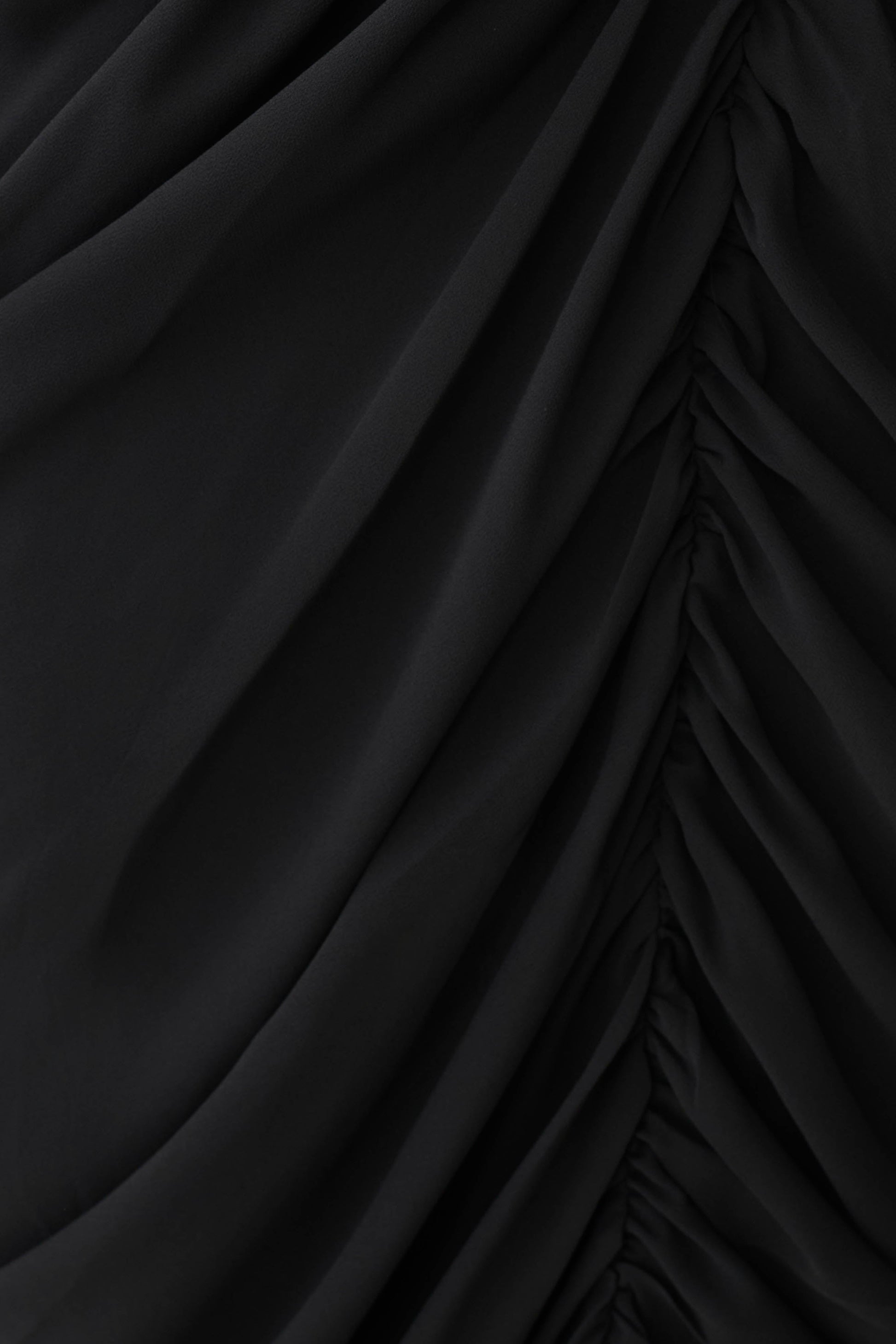 Micaela Chiffon Gathered Maxi Dress - Black #4