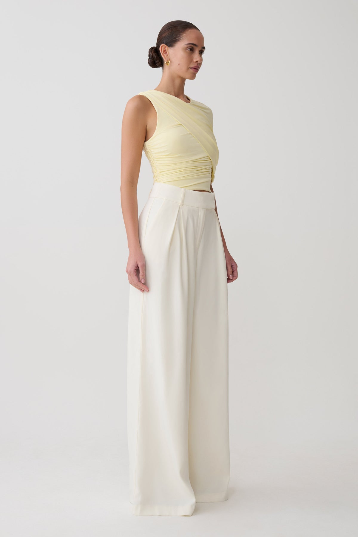 Adrienne One Shoulder Slinky Top - Lemon #4