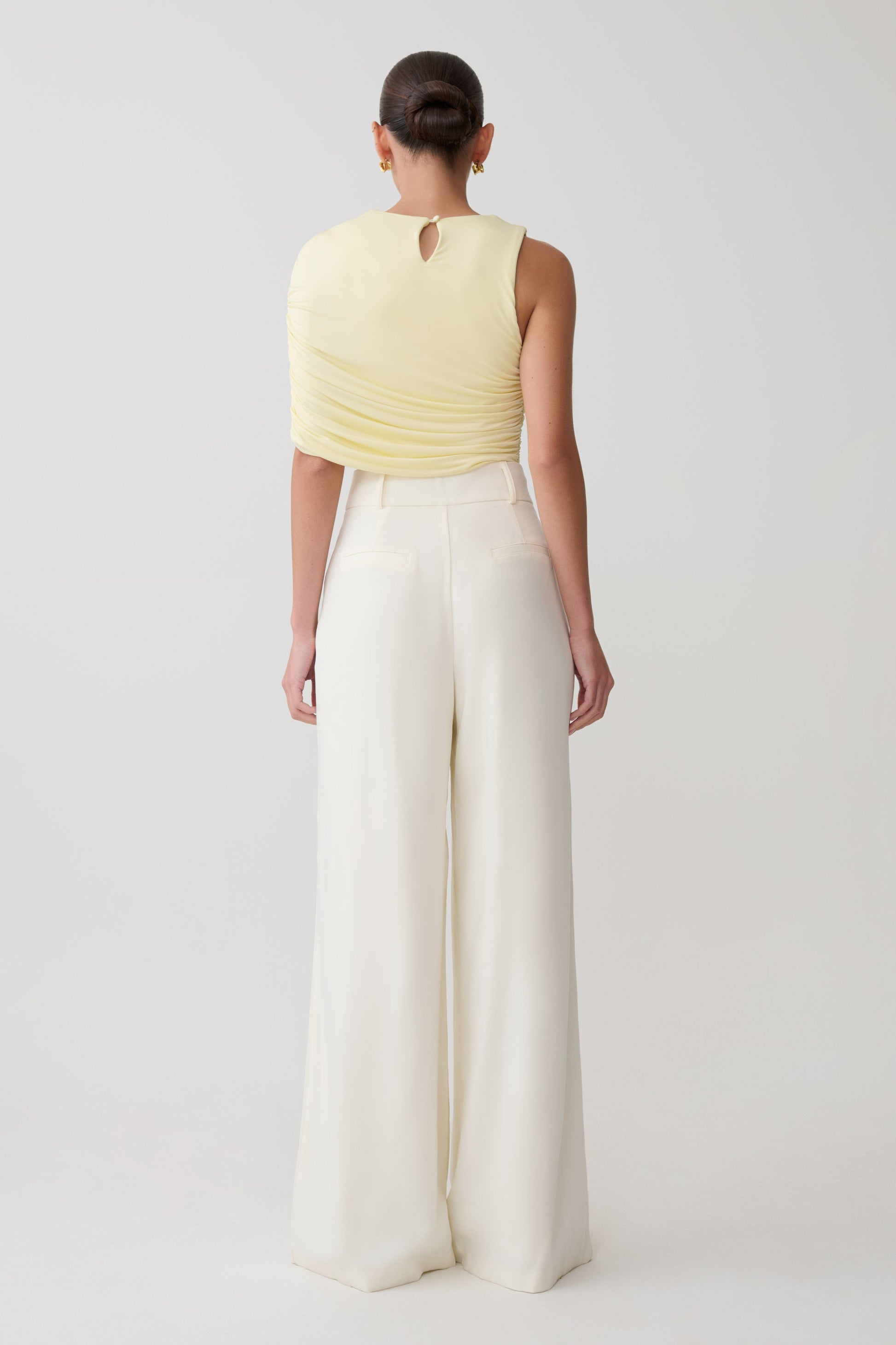 Adrienne One Shoulder Slinky Top - Lemon #5