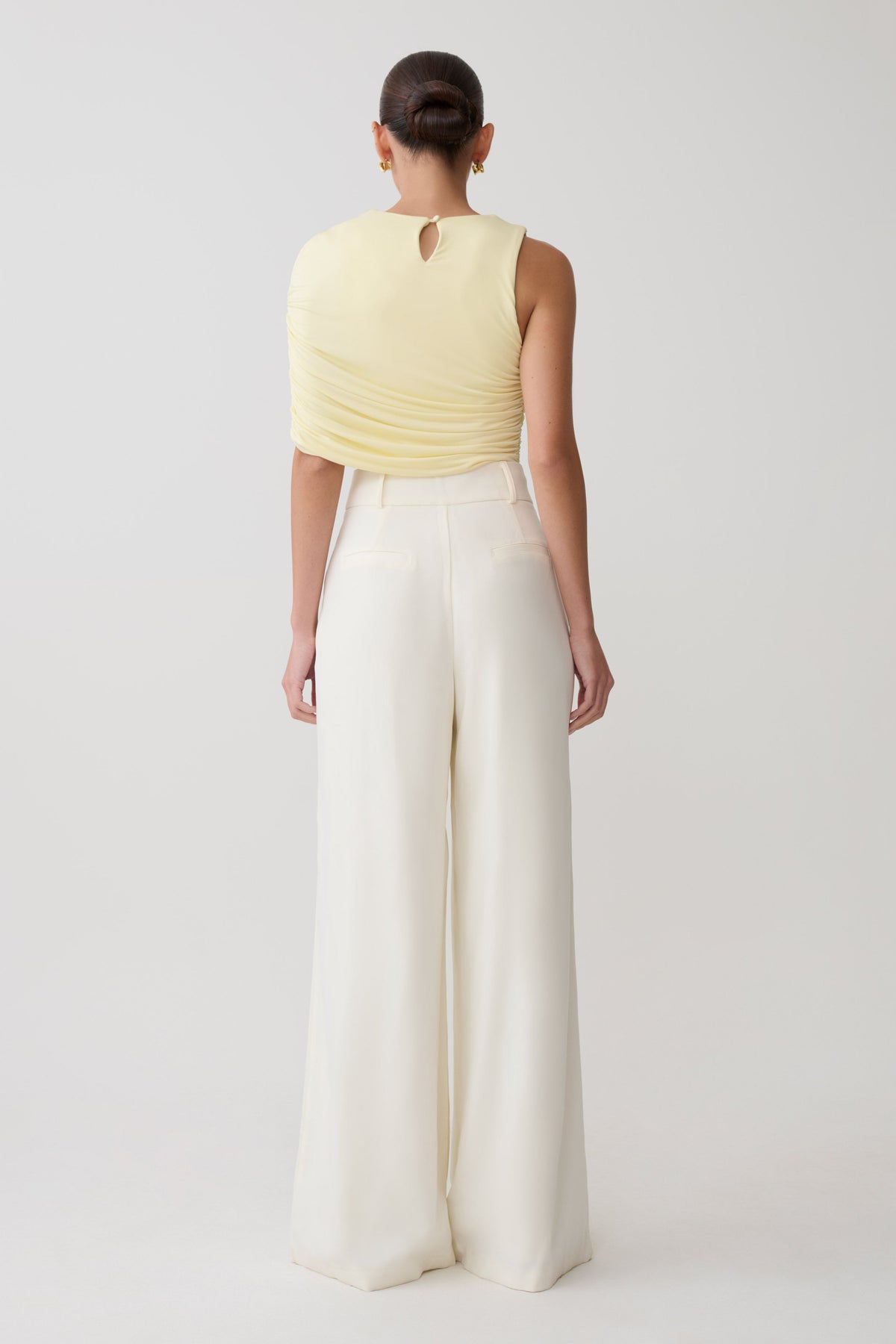 Adrienne One Shoulder Slinky Top - Lemon #5