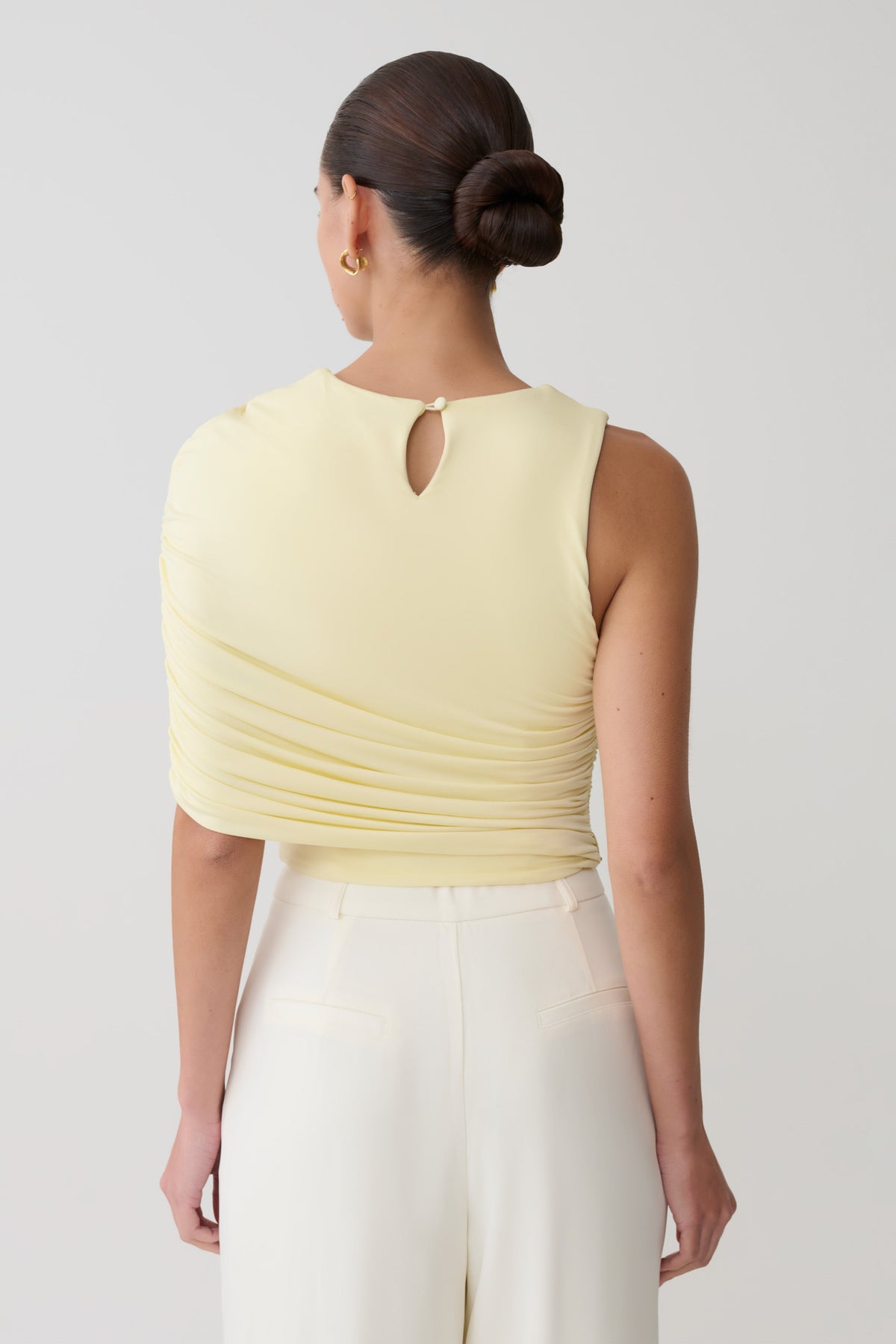 Adrienne One Shoulder Slinky Top - Lemon #2