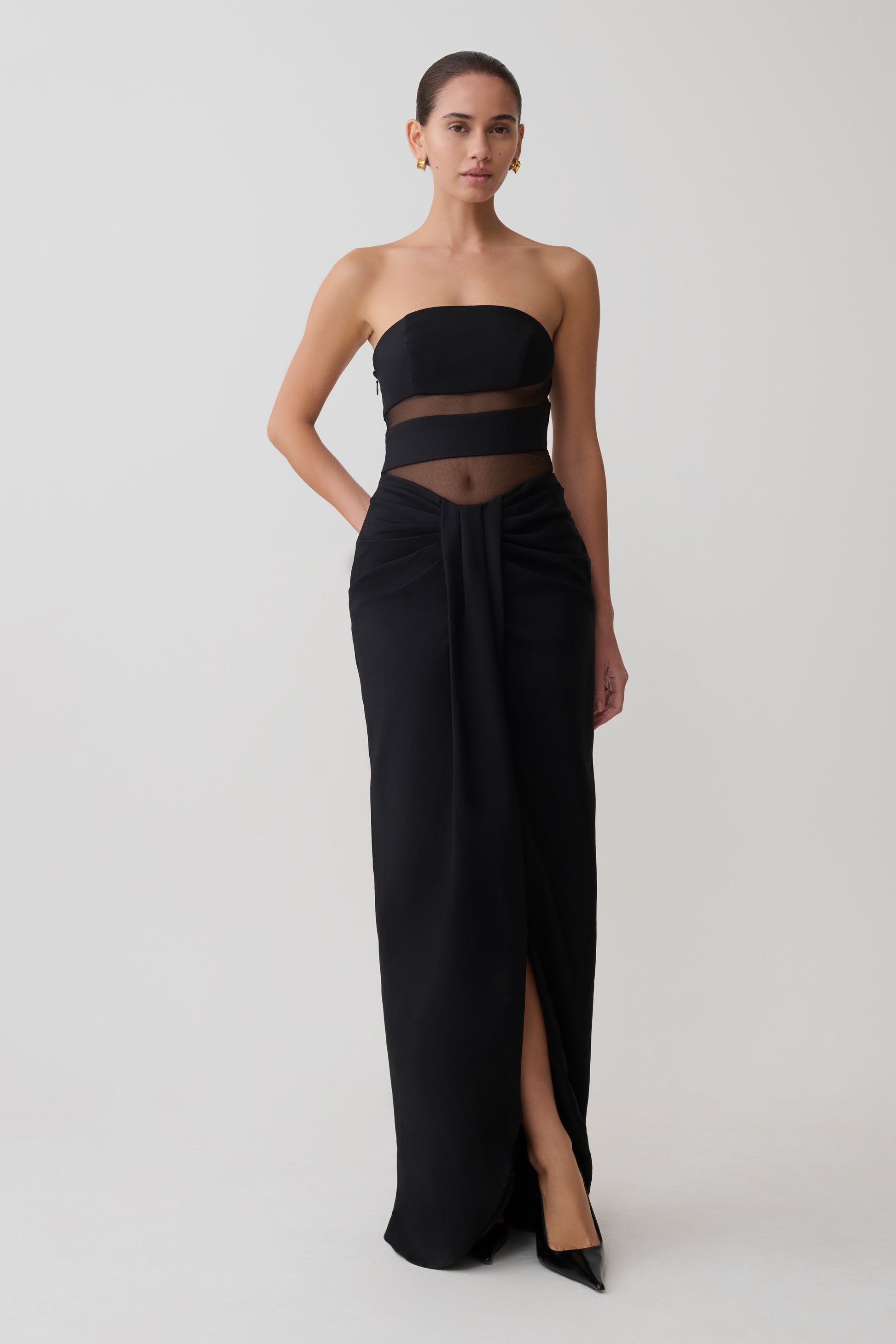 Paulina Cut Out Strapless Maxi Dress - Black #5