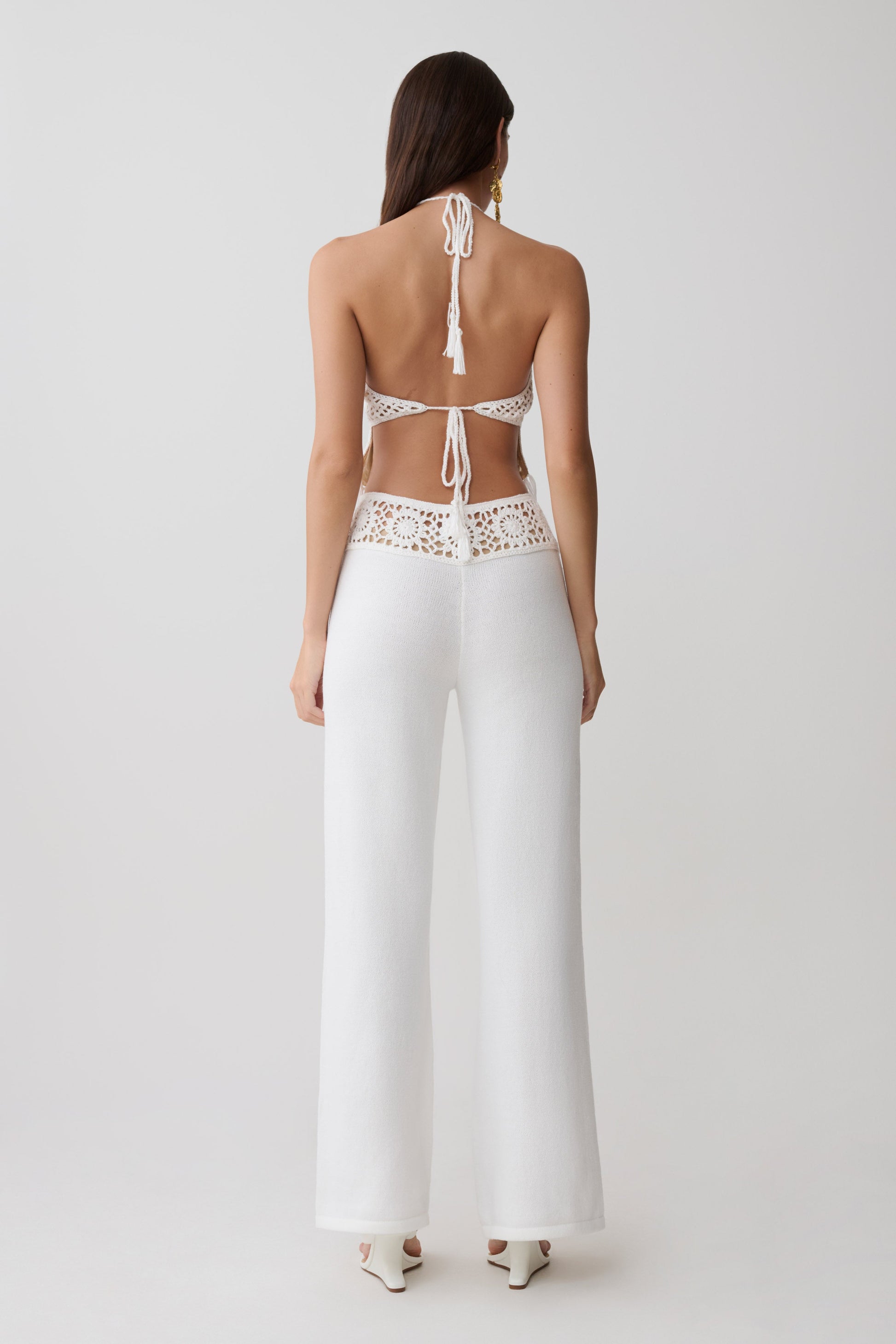 Miley Crochet Waistband Straight Leg Pant - Ivory #5