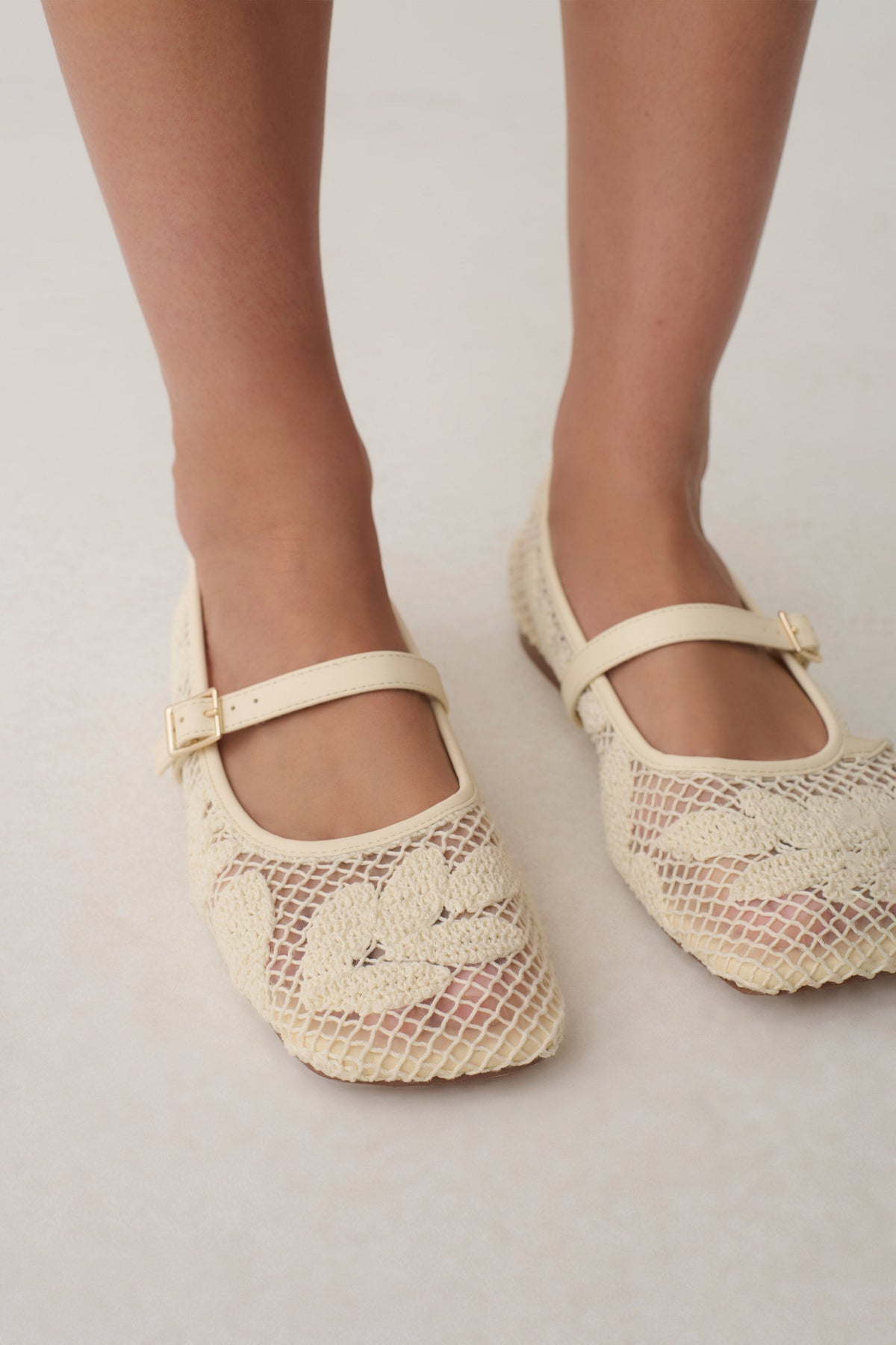 Brighton Lace Applique Flats - Ivory #3