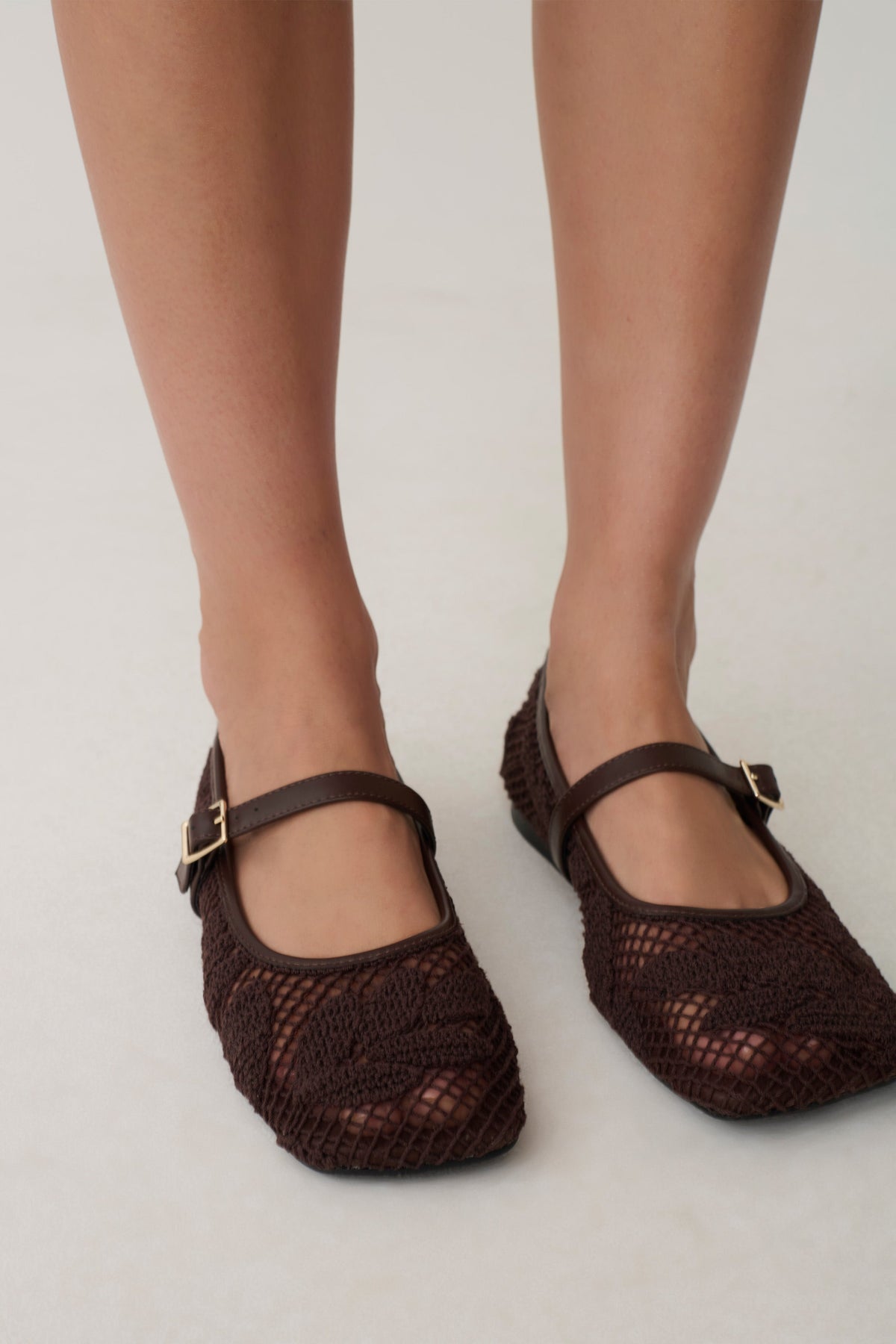 Brighton Lace Applique Flats - Chocolate #3