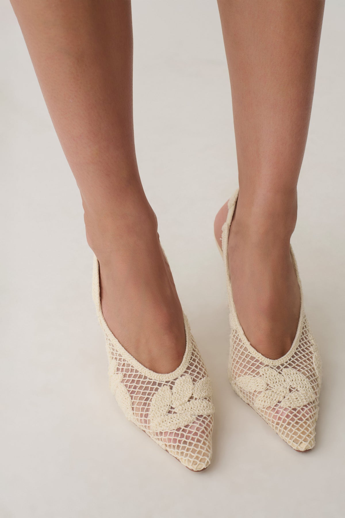 Guinevere Lace Applique Heel - Ivory #3