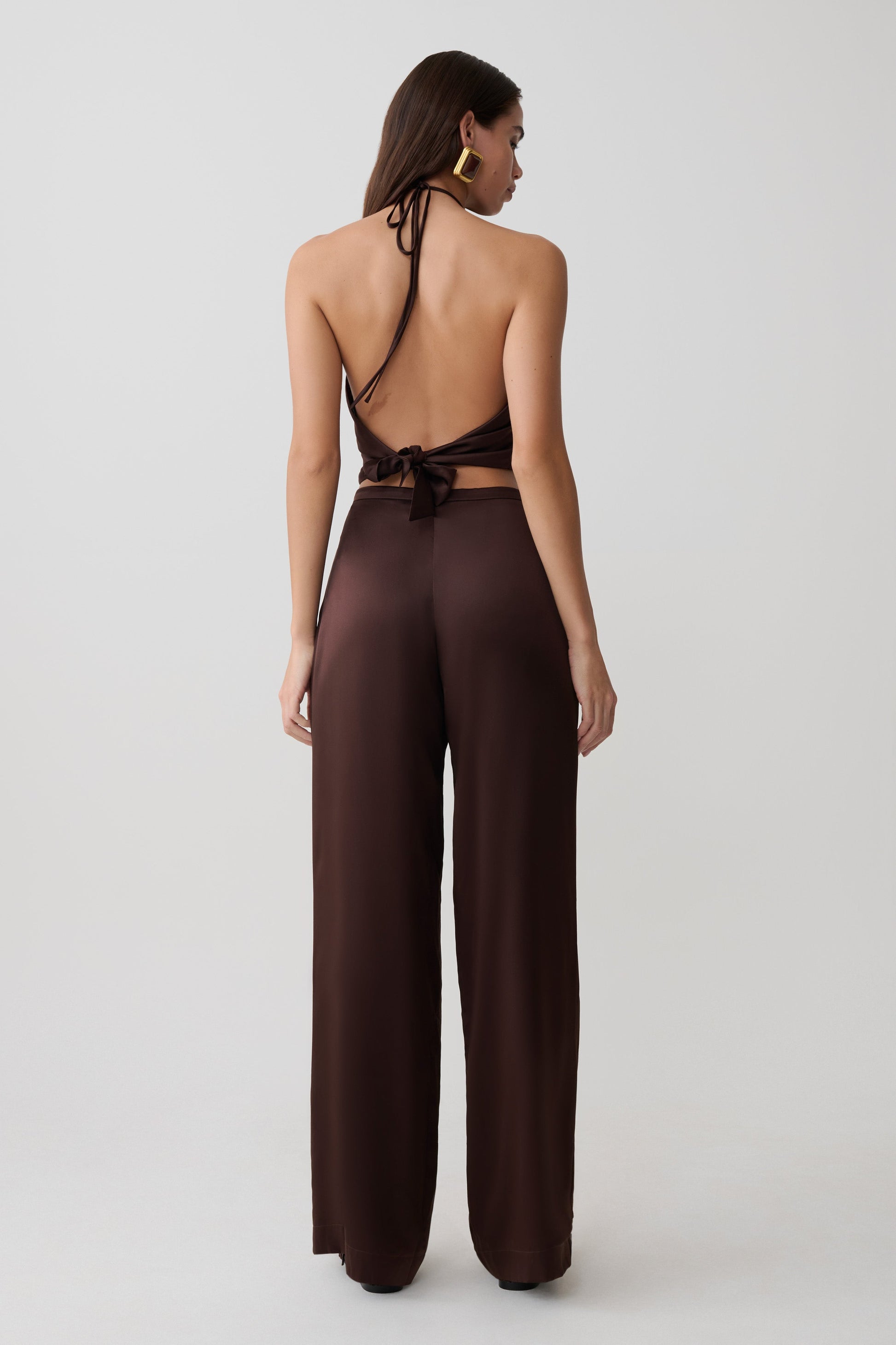 Mariana Halter Silk Blend Sleeveless Top - Dark Chocolate #6