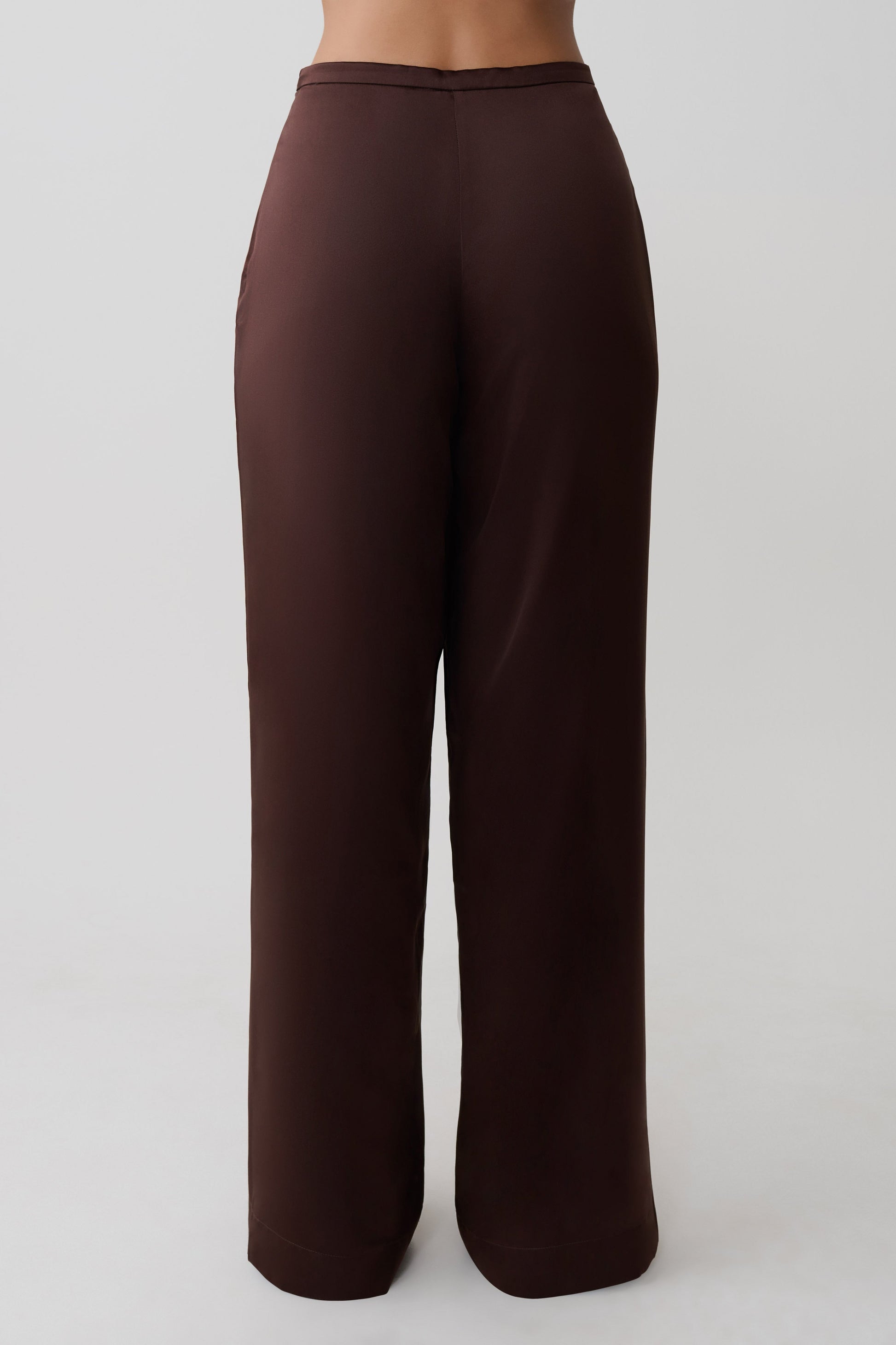 Kayla Silk Blend Straight Leg Pants - Dark Chocolate #2