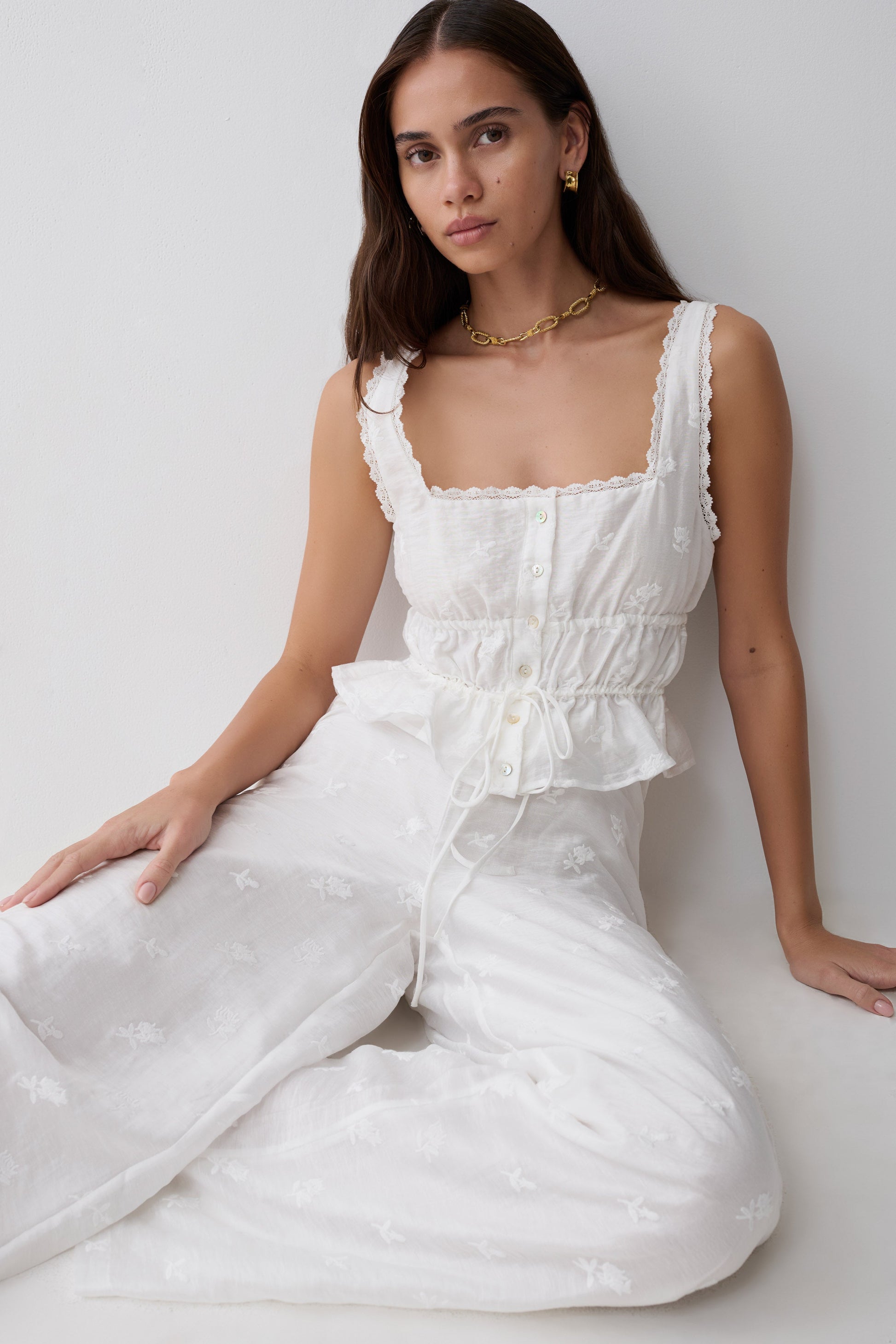 Vivian Embroidered Sleeveless Top - White #3