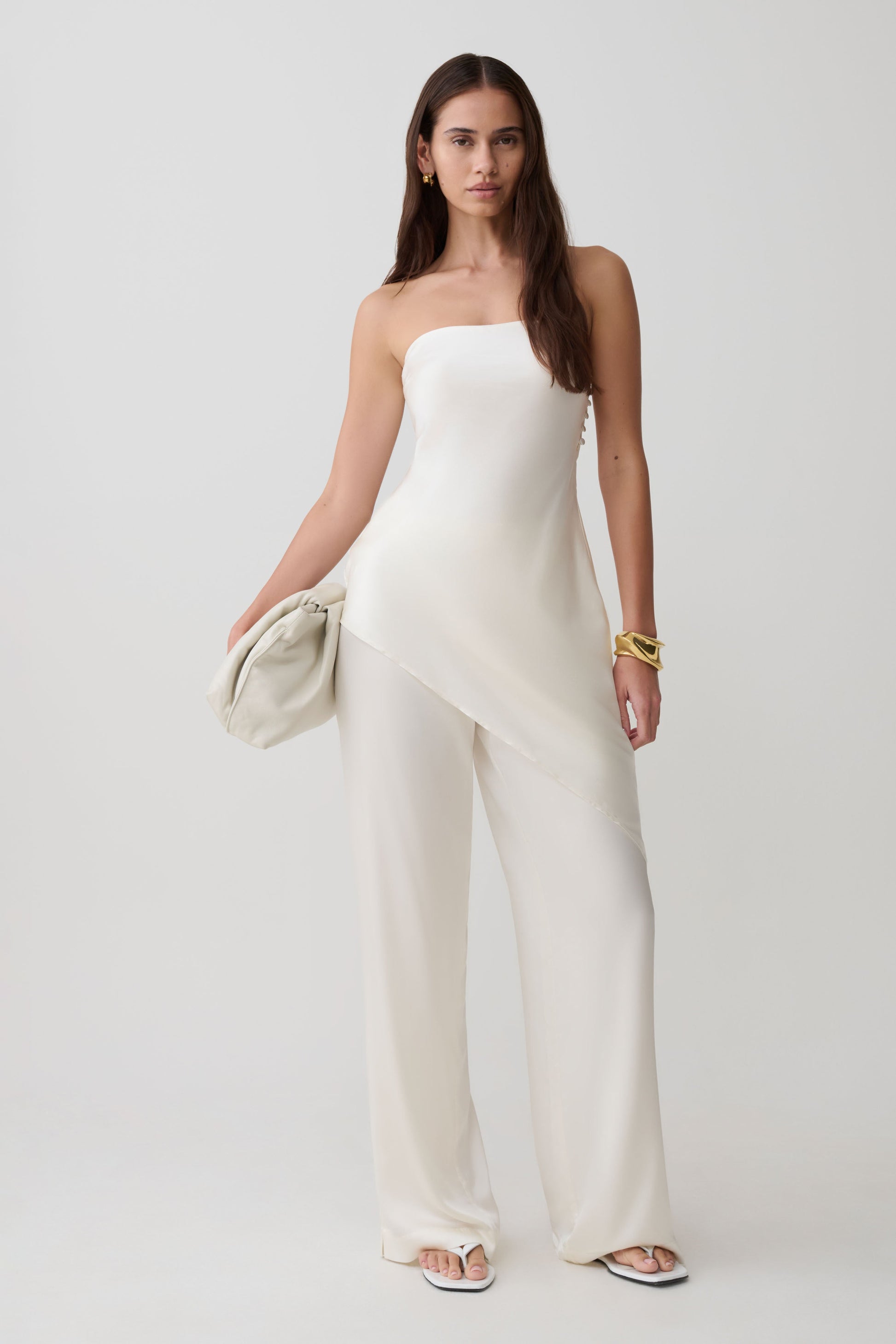 Kayla Silk Blend Straight Leg Pants - Ivory #8