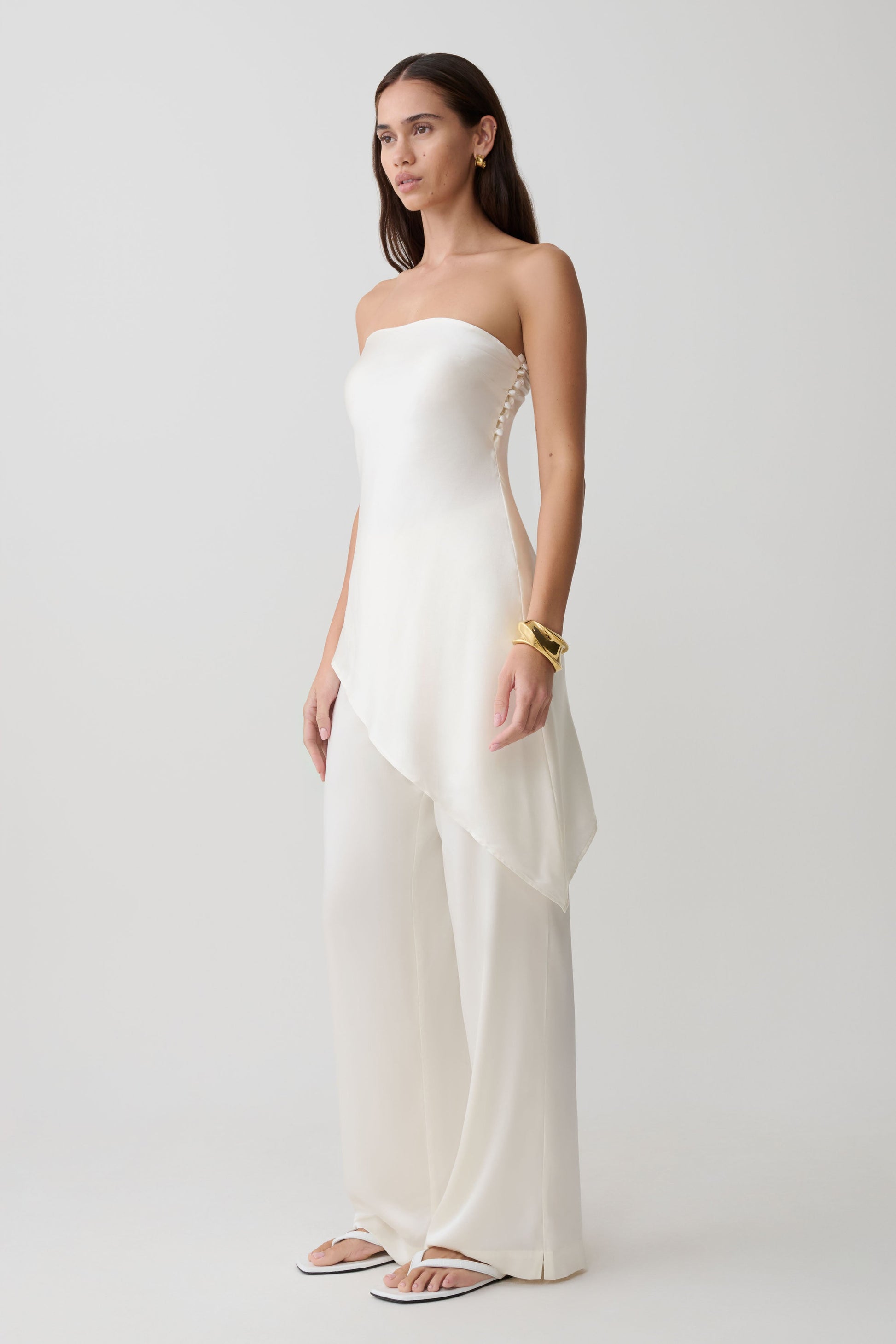 Kayla Silk Blend Straight Leg Pants - Ivory #4