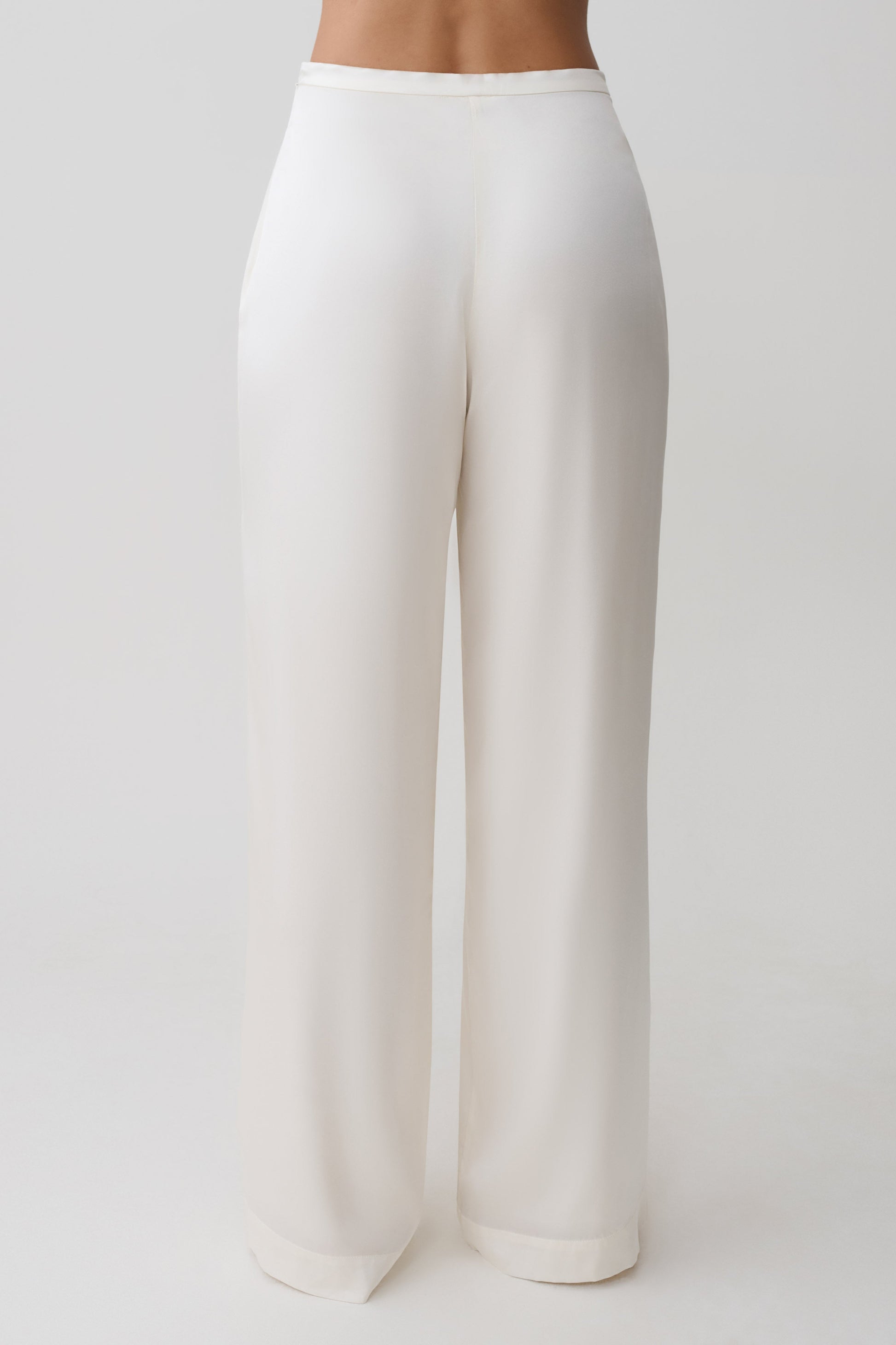 Kayla Silk Blend Straight Leg Pants - Ivory #2