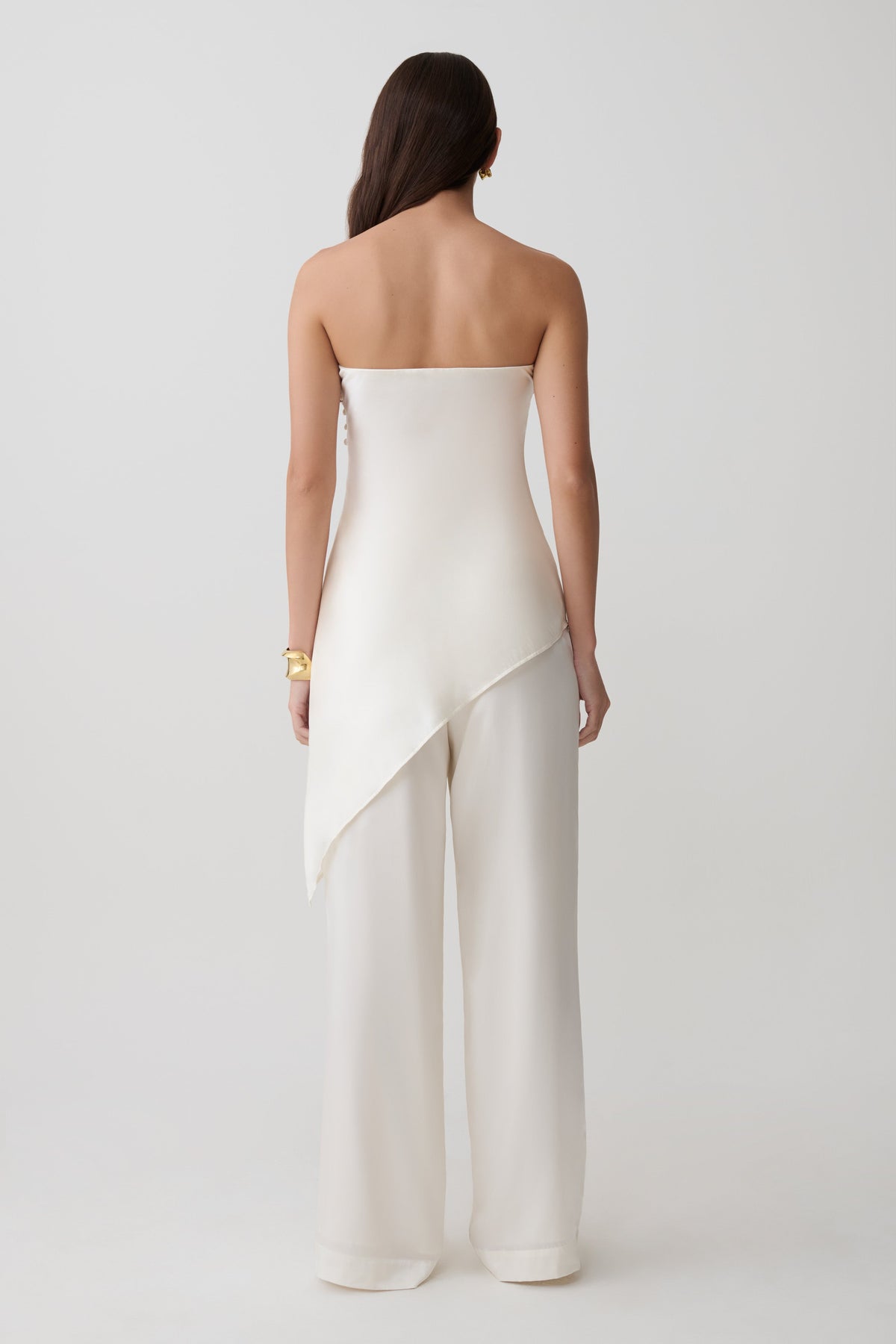 Kayla Silk Blend Strapless Asymmetric Top - Ivory #5