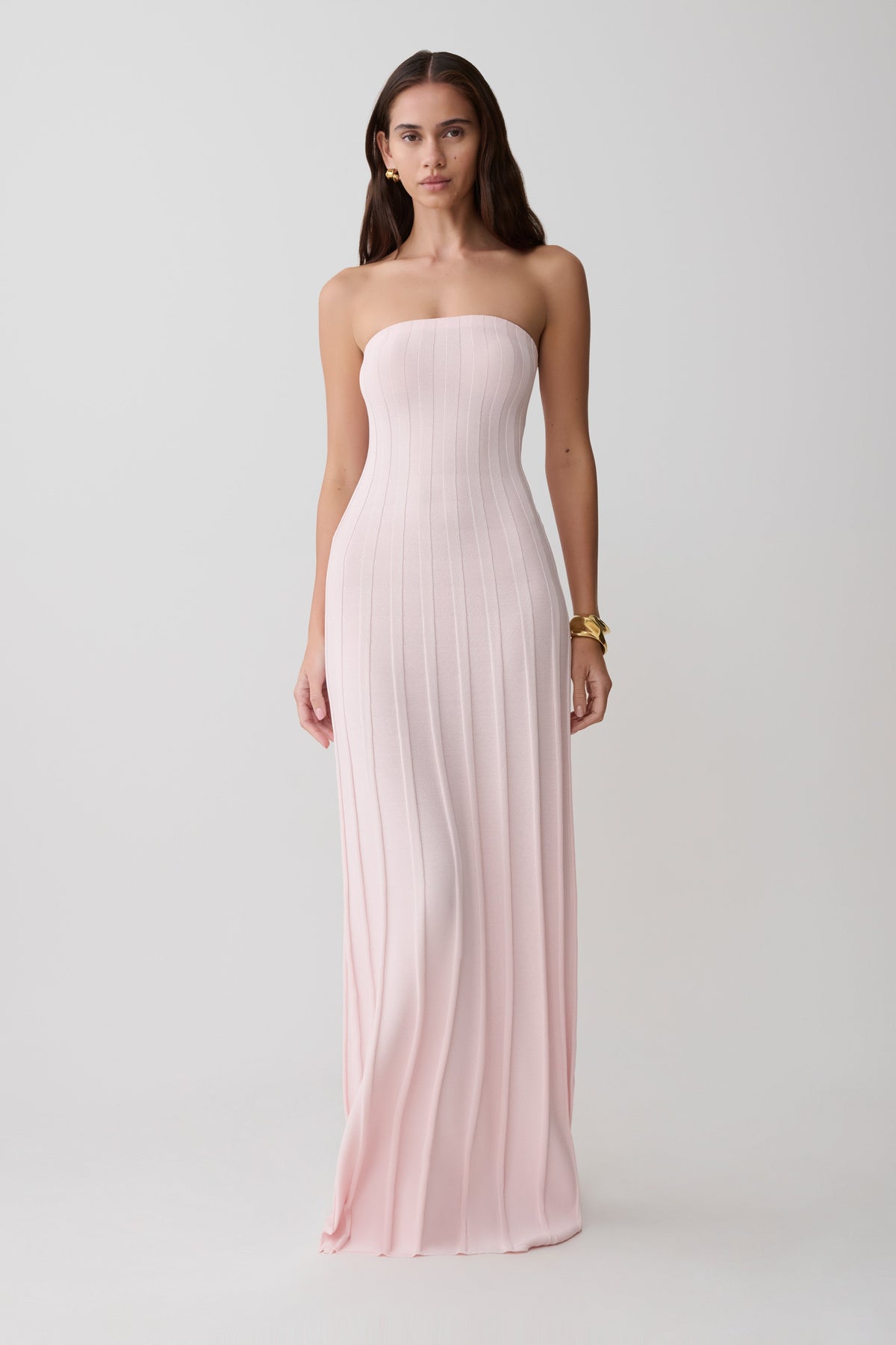 Pia Ribbed Strapless Maxi Dress - Baby Pink #5