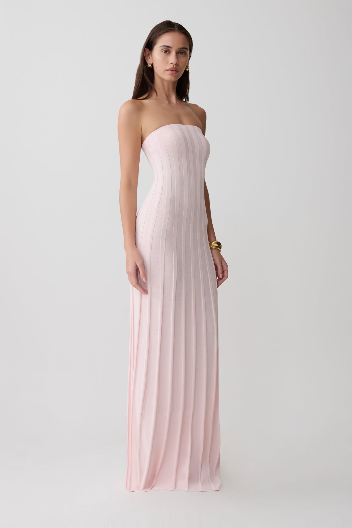Pia Ribbed Strapless Maxi Dress - Baby Pink #4