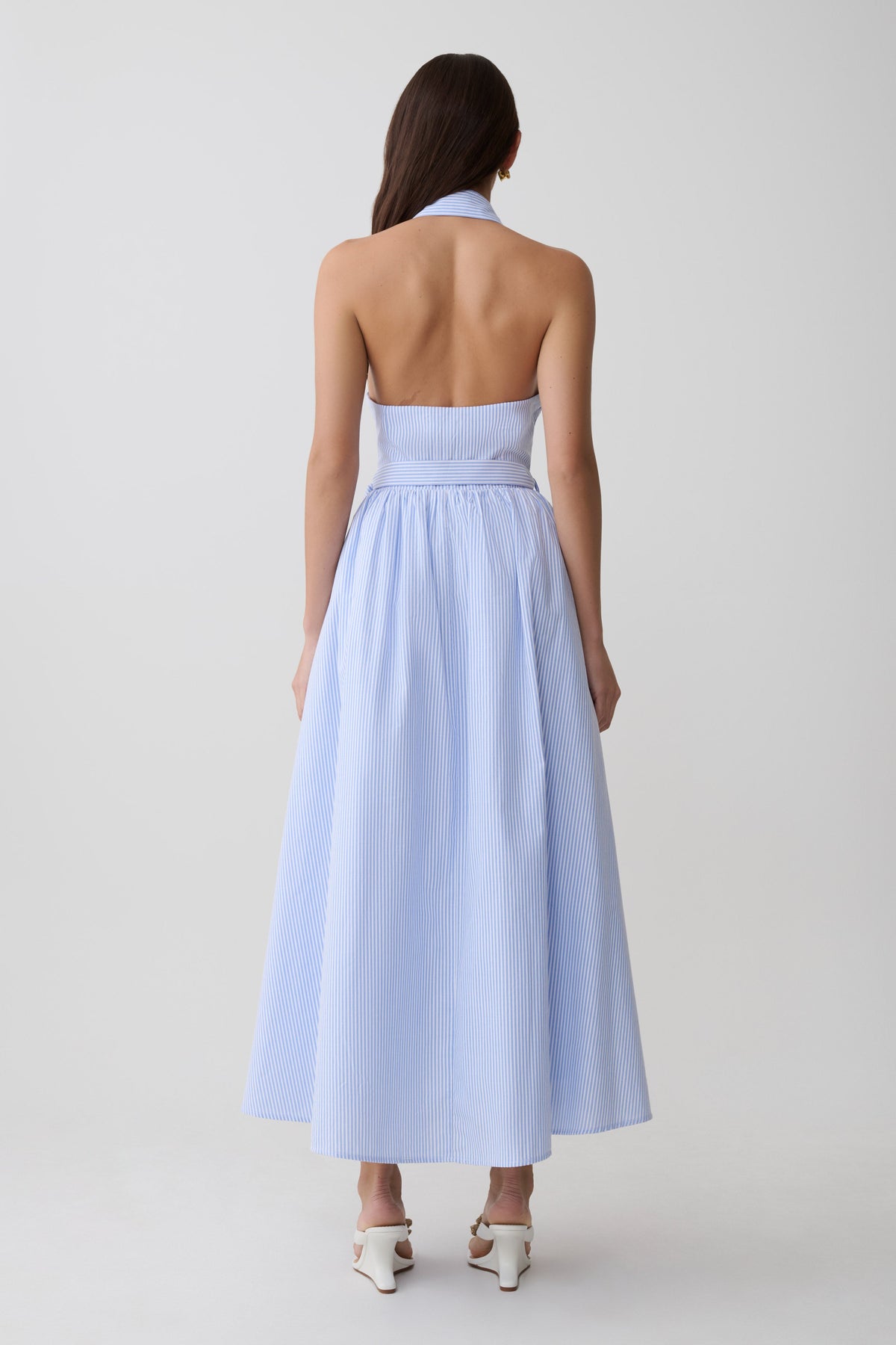 Cindy Collared Midi Dress - Blue Pinstripe #2