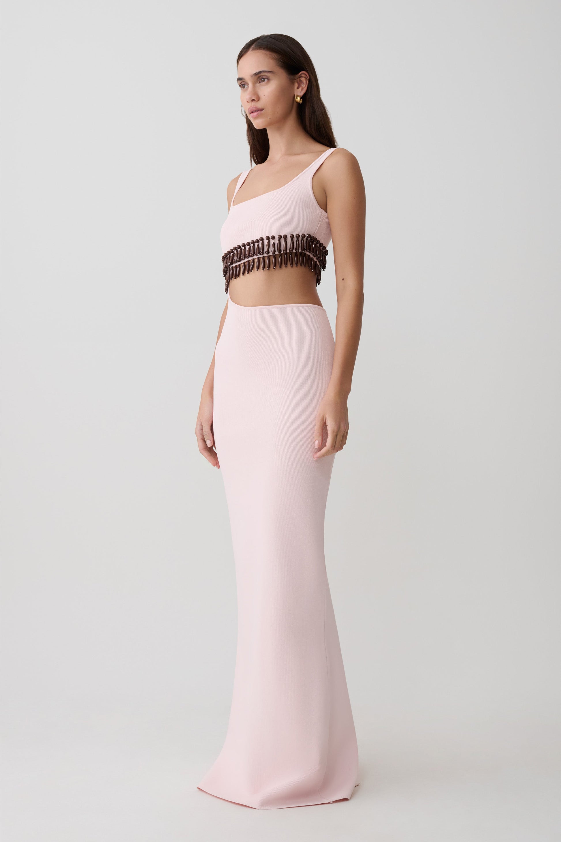 Ruvic Knit Maxi Beaded Dress - Baby Pink #4