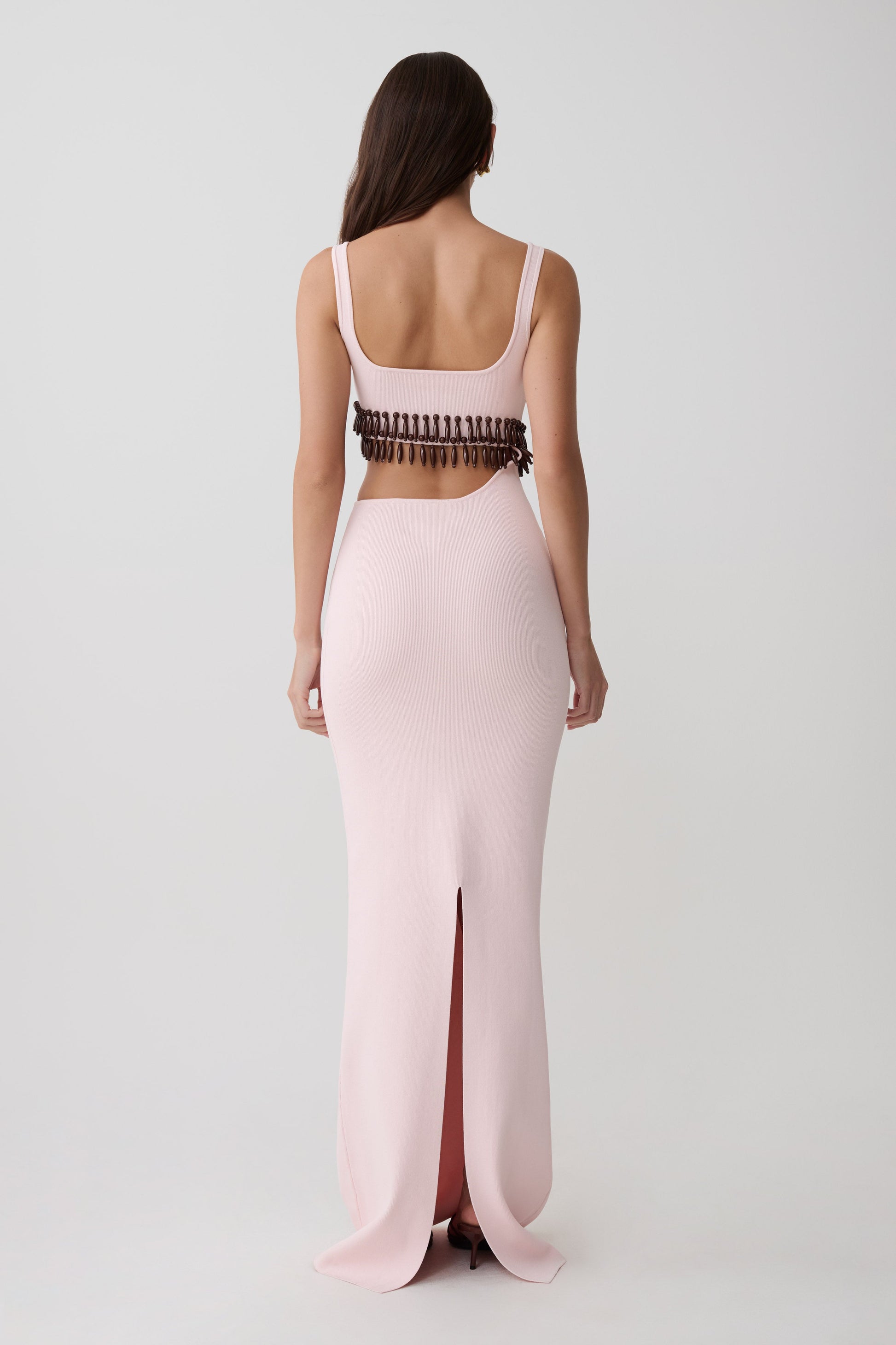 Ruvic Knit Maxi Beaded Dress - Baby Pink #2