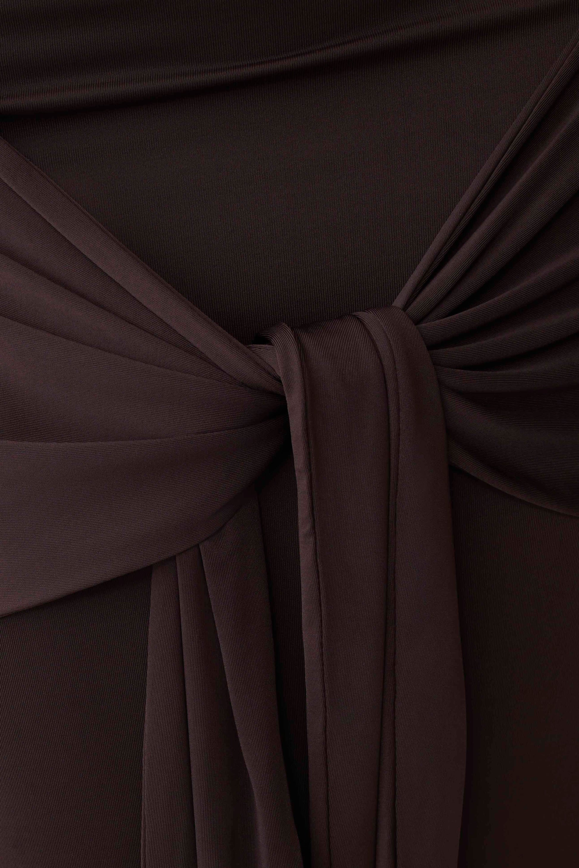 Maiara Shortsleeve Slinky Tie Maxi Dress - Chocolate #6