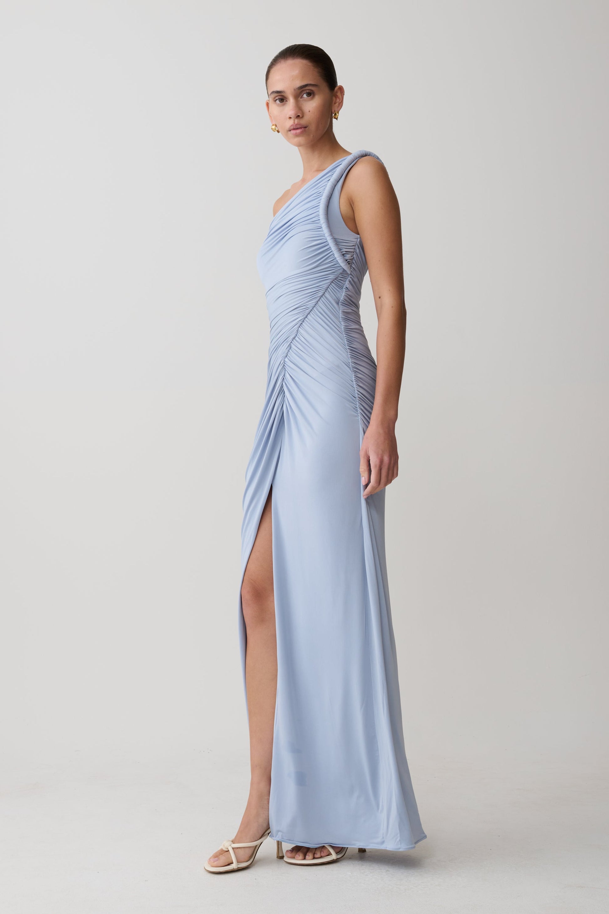 Ryn Twisted One Shoulder Maxi Dress - Sky Blue #3