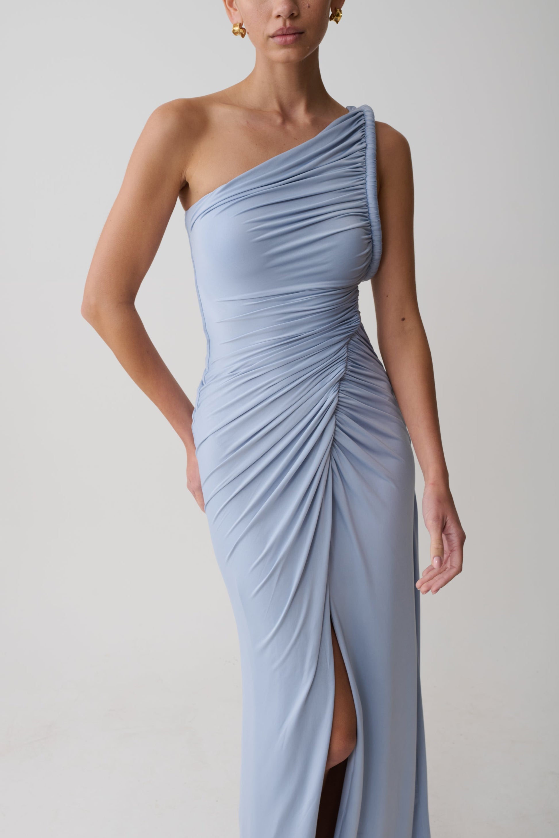Ryn Twisted One Shoulder Maxi Dress - Sky Blue #6
