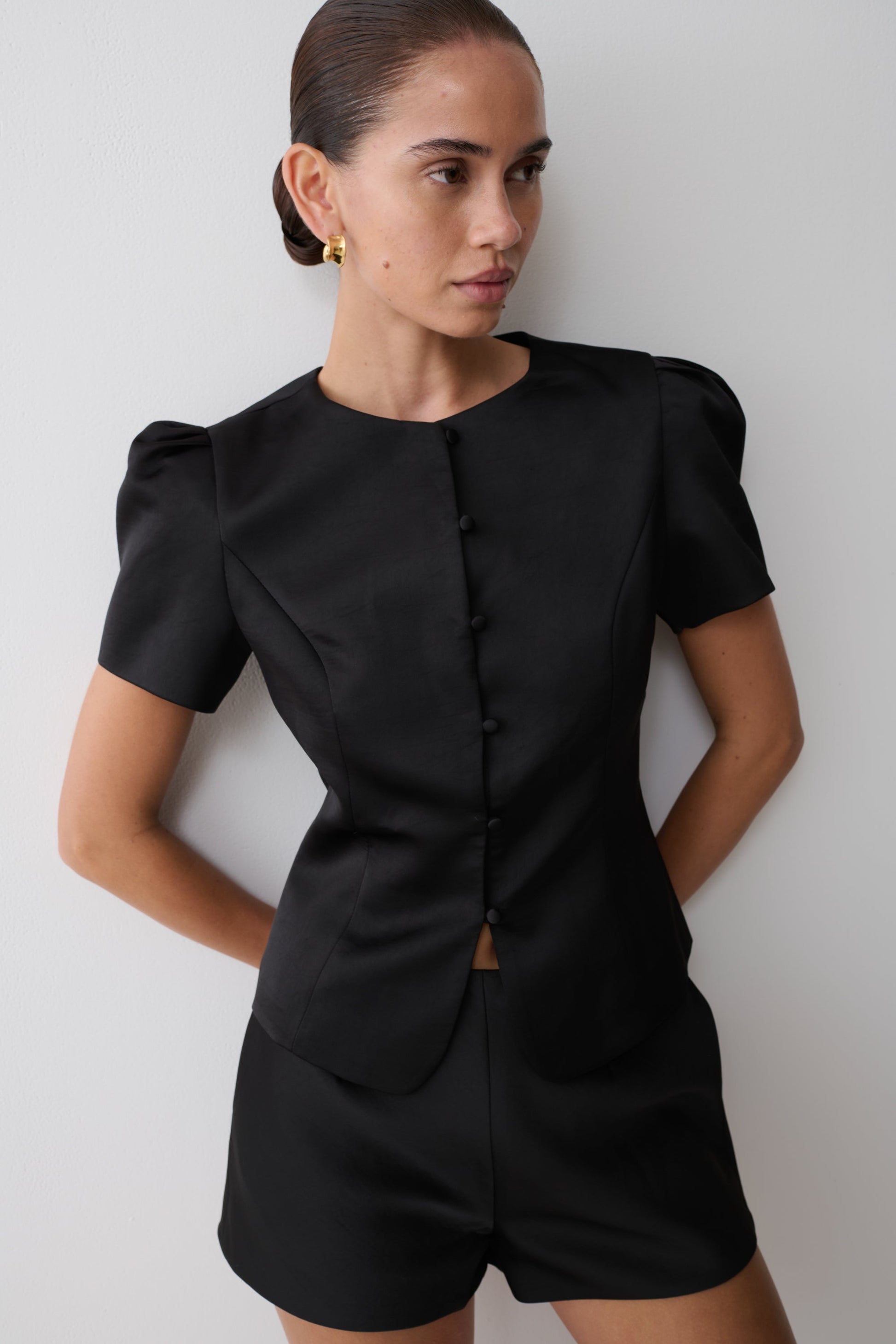 Anne Satin Mini Short - Black #9