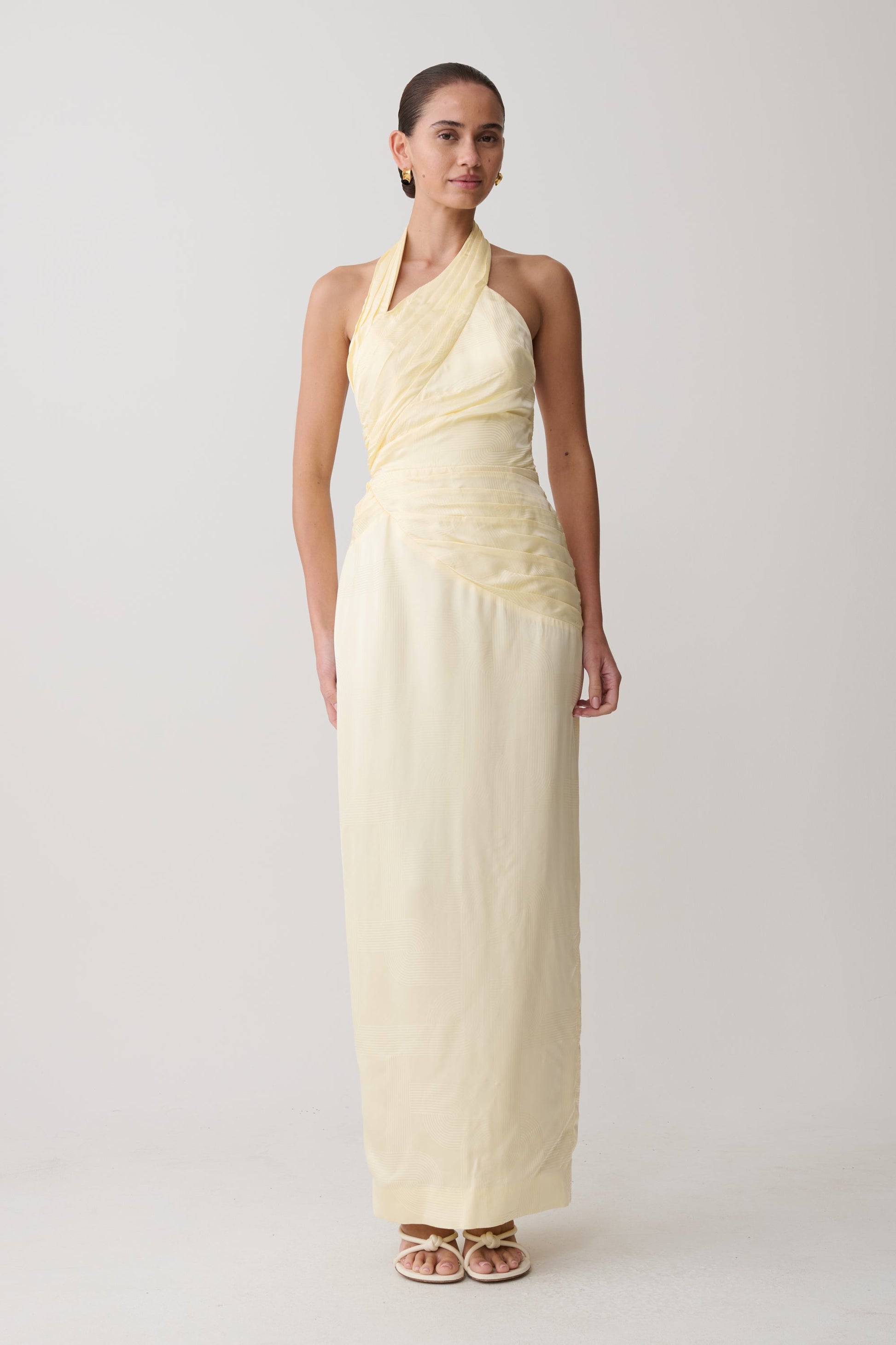 Chiara Halter Satin Maxi Dress - Buttermilk #5